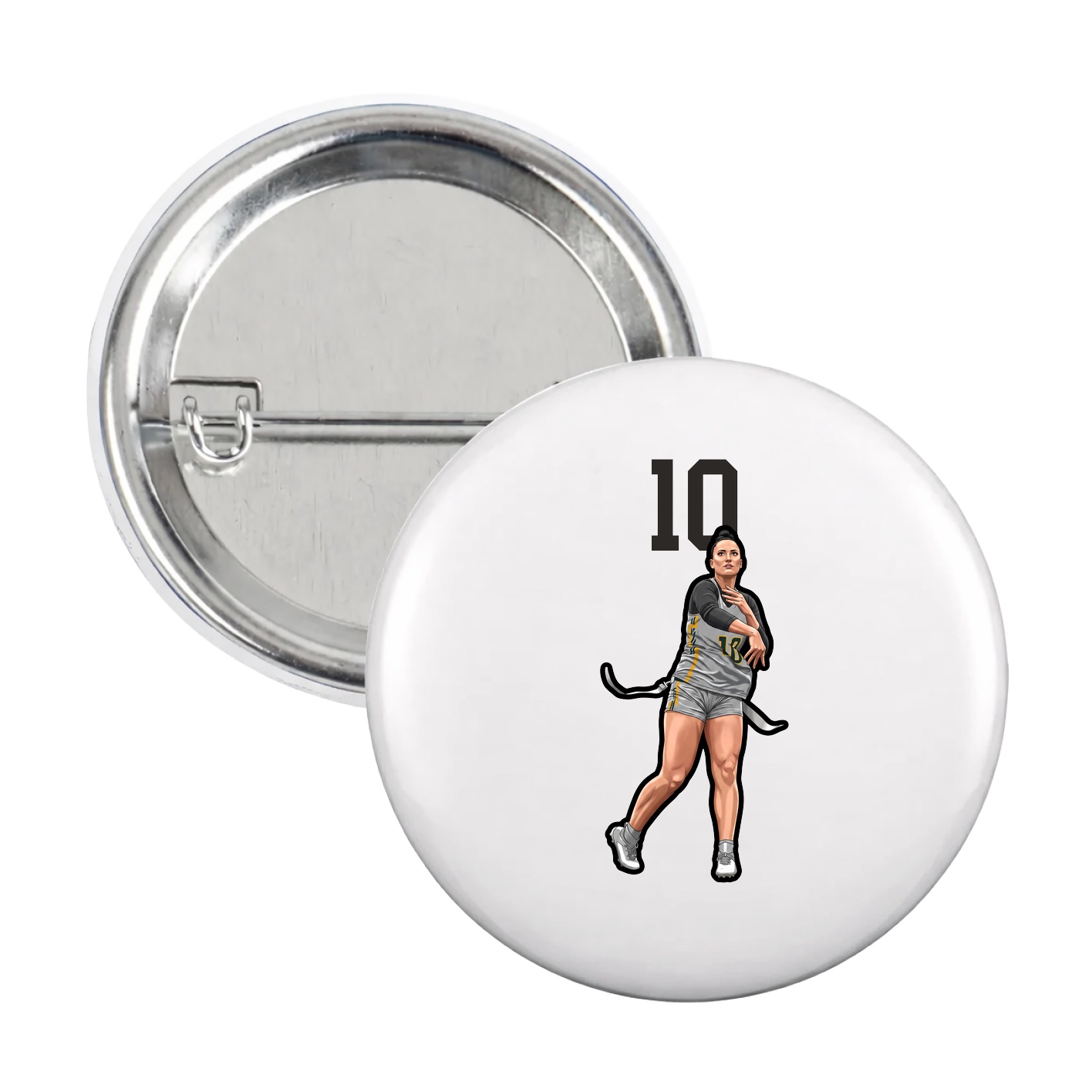 Game Day Button — Number Top in White