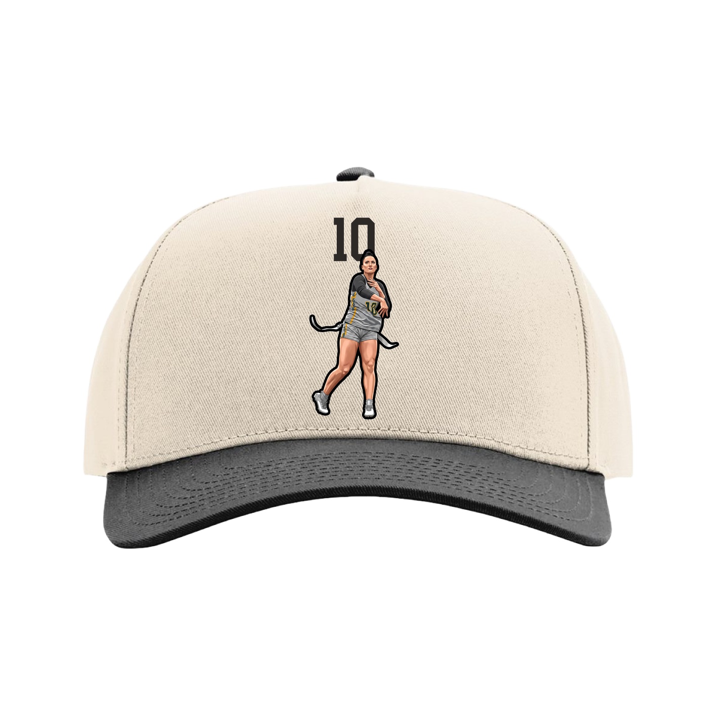 Full Fabric Five-Panel Champ Cap — Number Top in Cream/Black