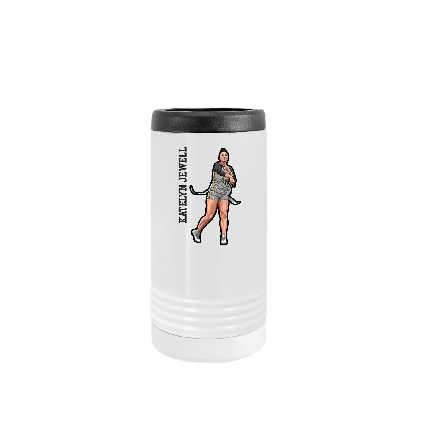 Slim Beverage Holder — Name Vertical in White