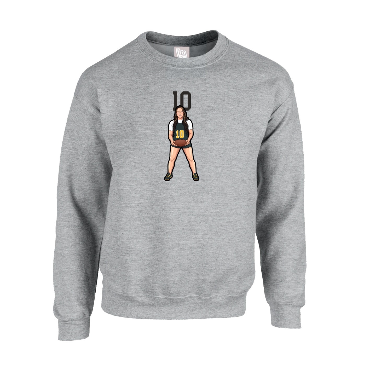 Fleece Crew — Number Top in Grey
