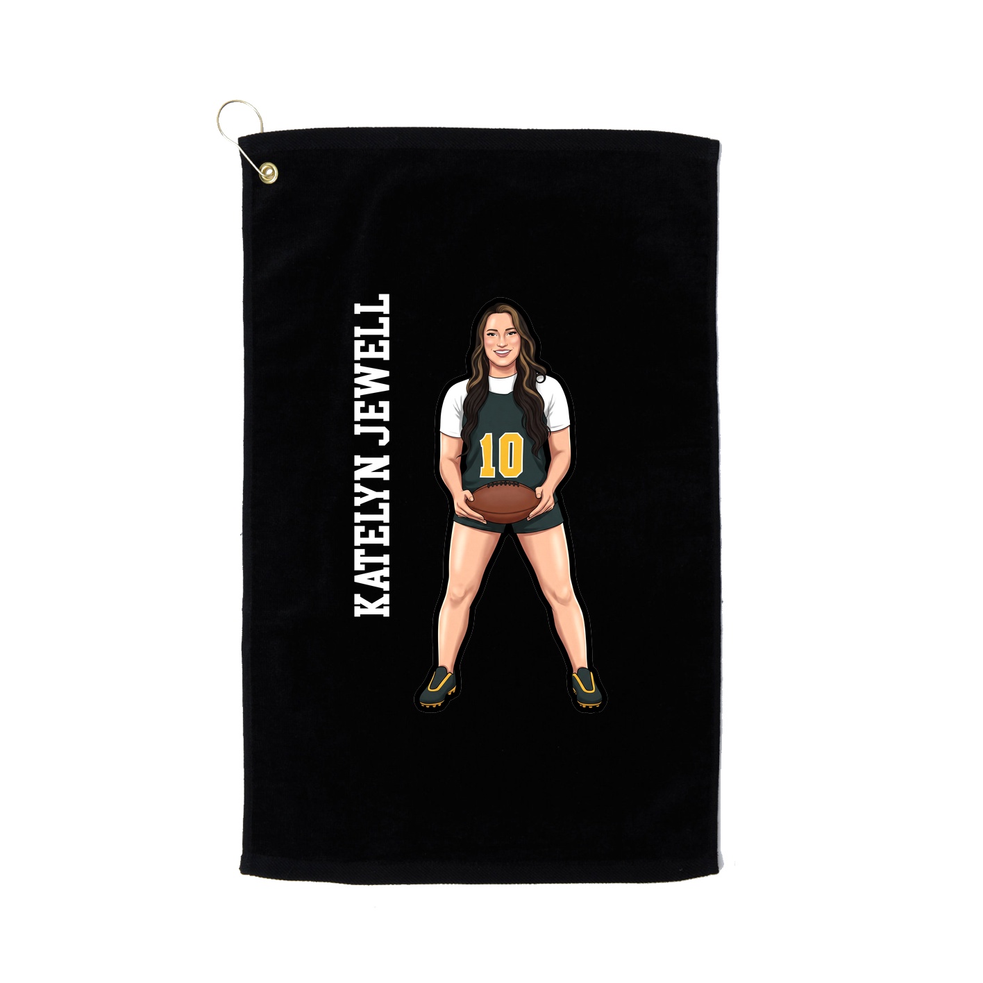 Golf Towel — Name Vertical in Black