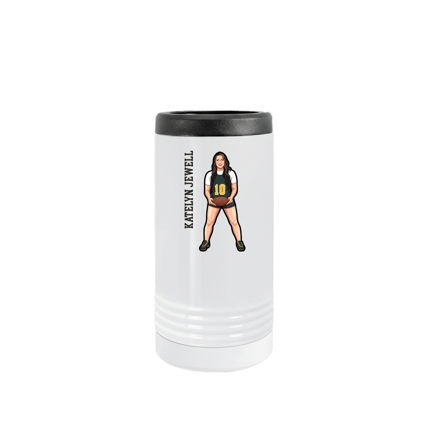 Slim Beverage Holder — Name Vertical in White