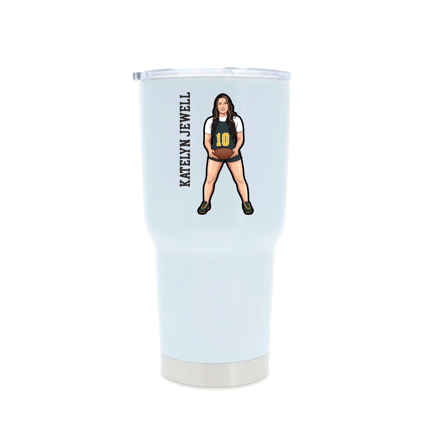 30oz Stainless Steel Tumbler — Name Vertical in White