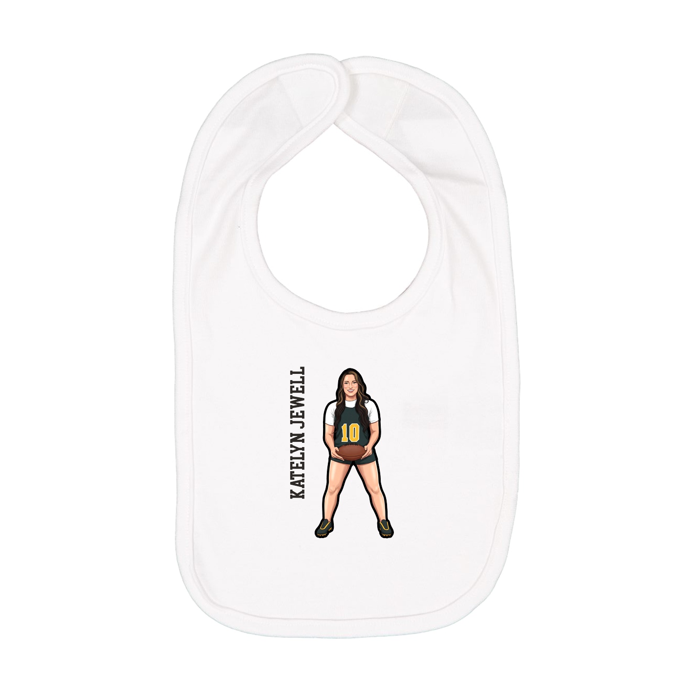 Infant Bib — Name Vertical in White