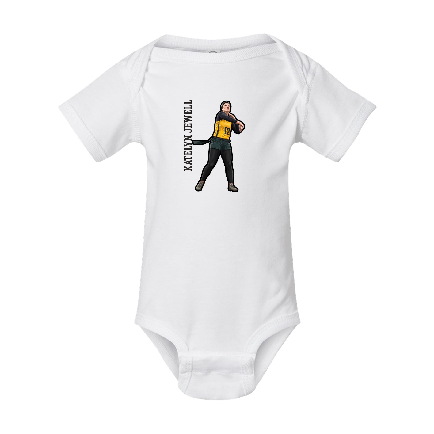 Baby Onesie — Name Vertical in White