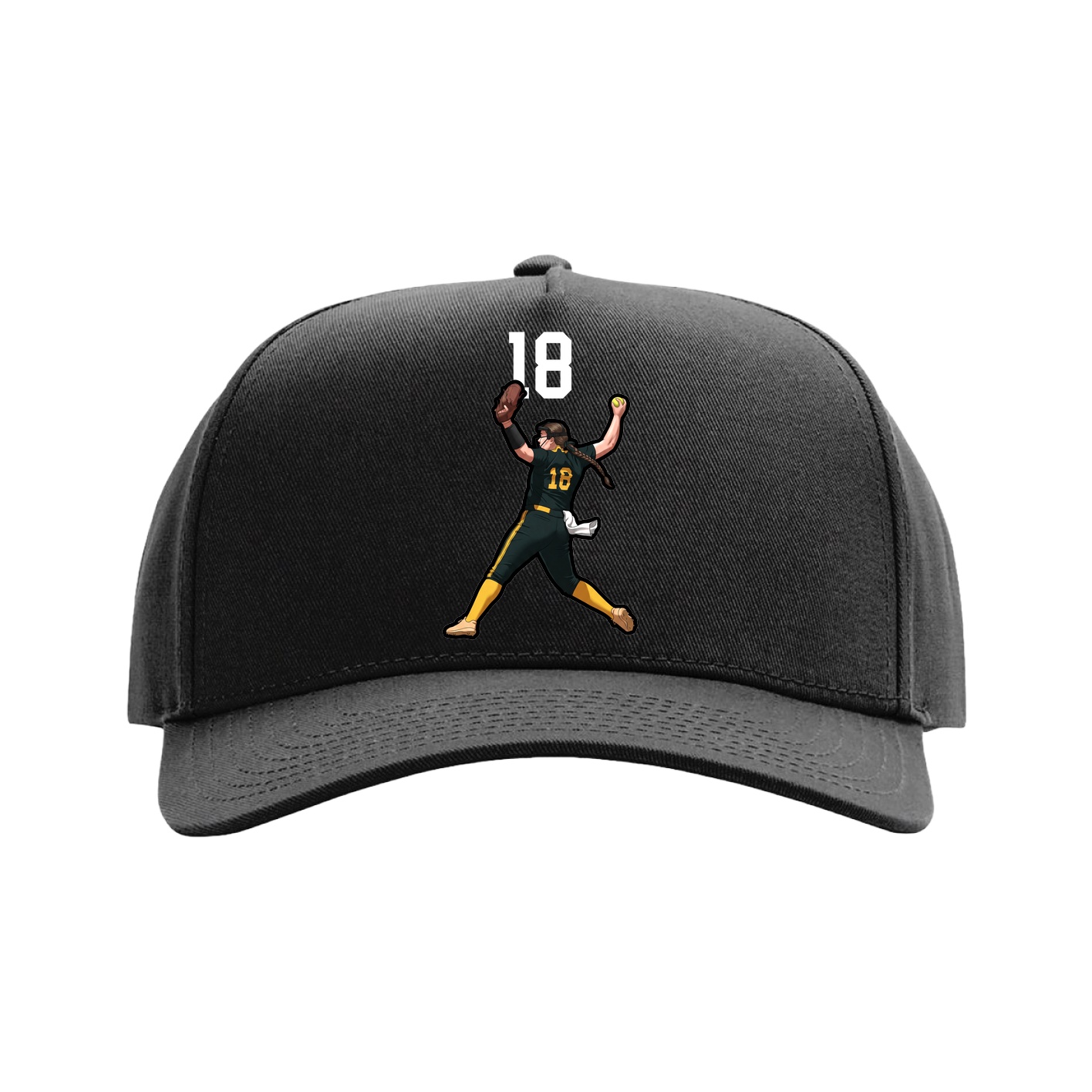 Full Fabric Five-Panel Champ Cap — Number Top in Black