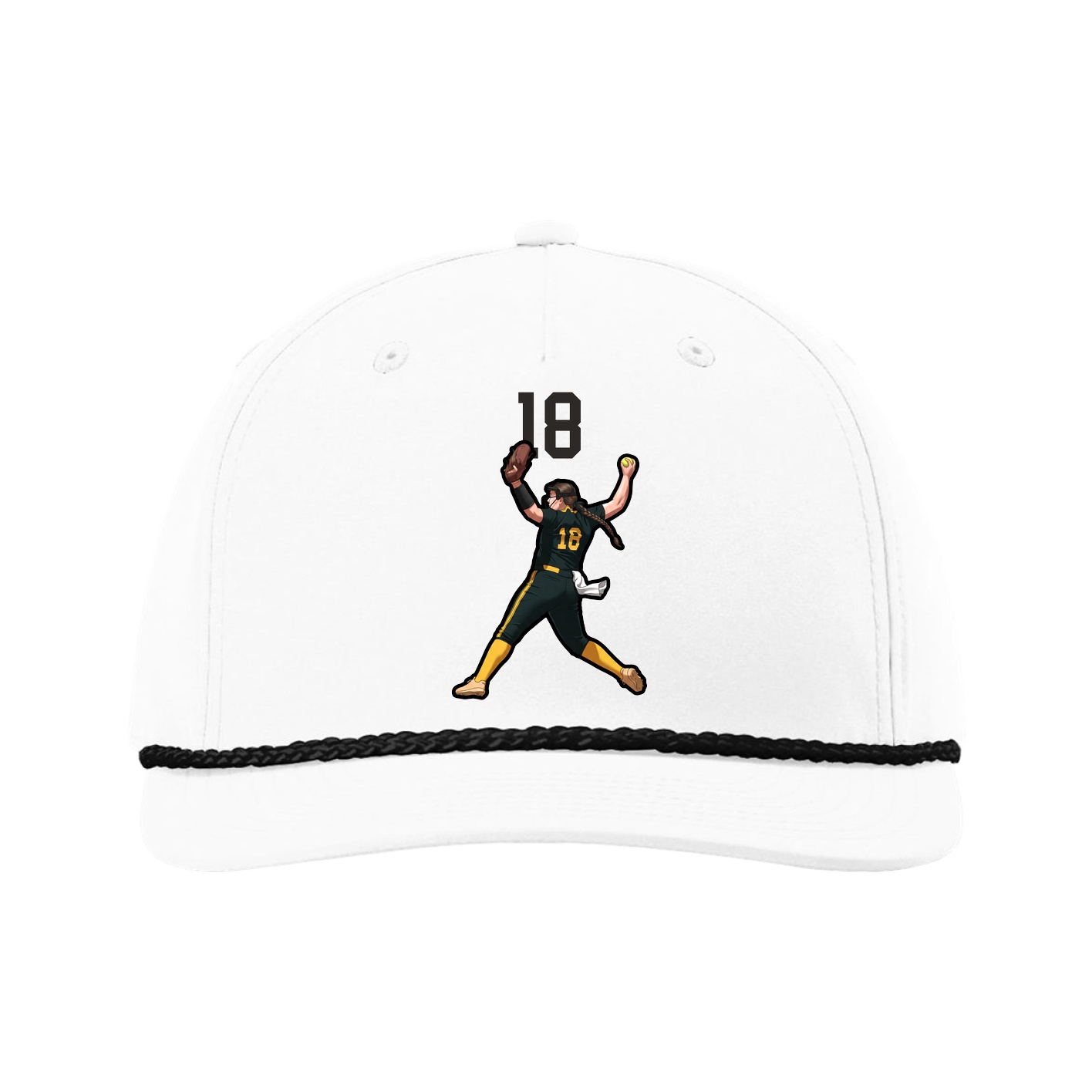 Five-Panel Classic Rope Cap — Number Top in White