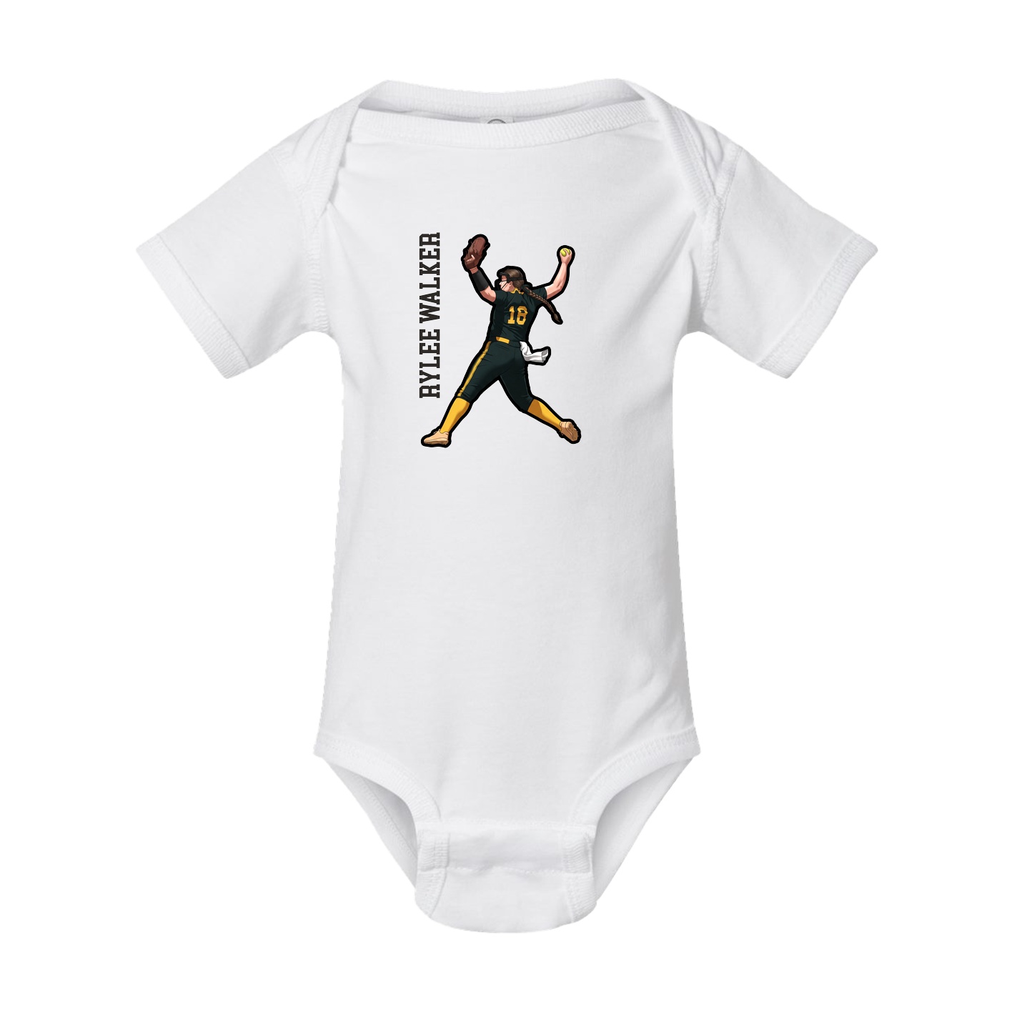 Baby Onesie — Name Vertical in White