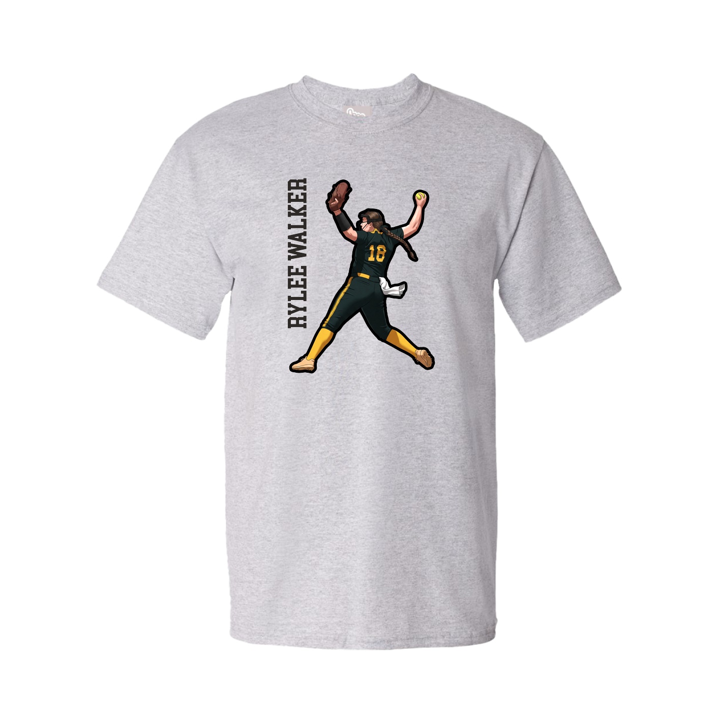 Youth Tee — Name Vertical in Grey