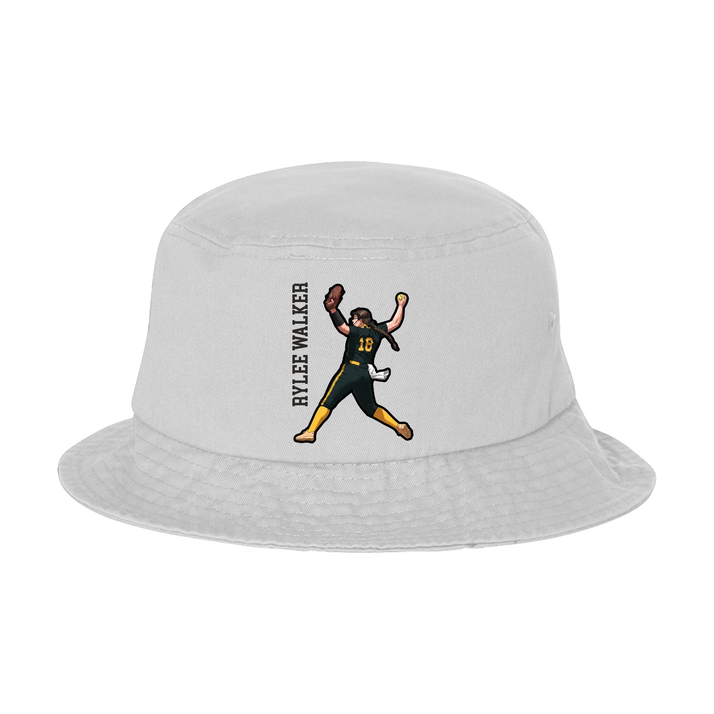 Bucket Cap — Name Vertical in White
