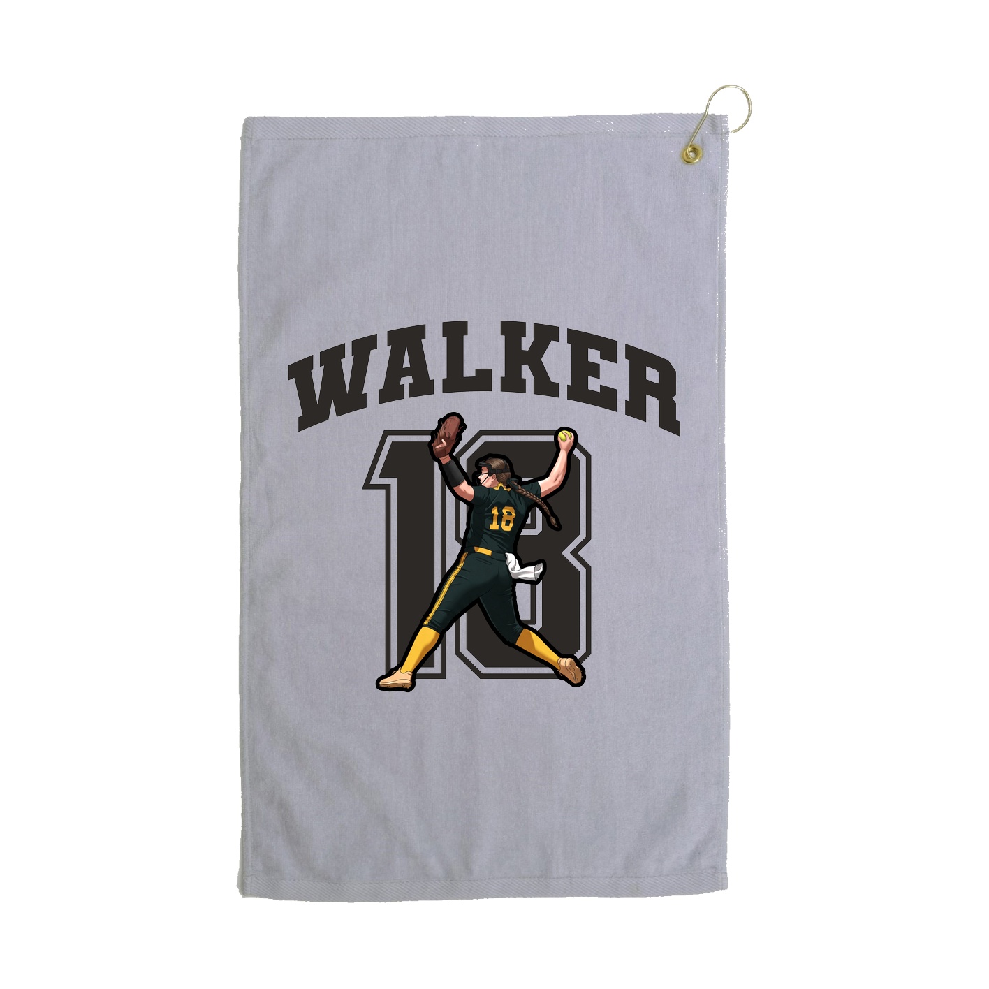 Golf Towel — Number in Grey