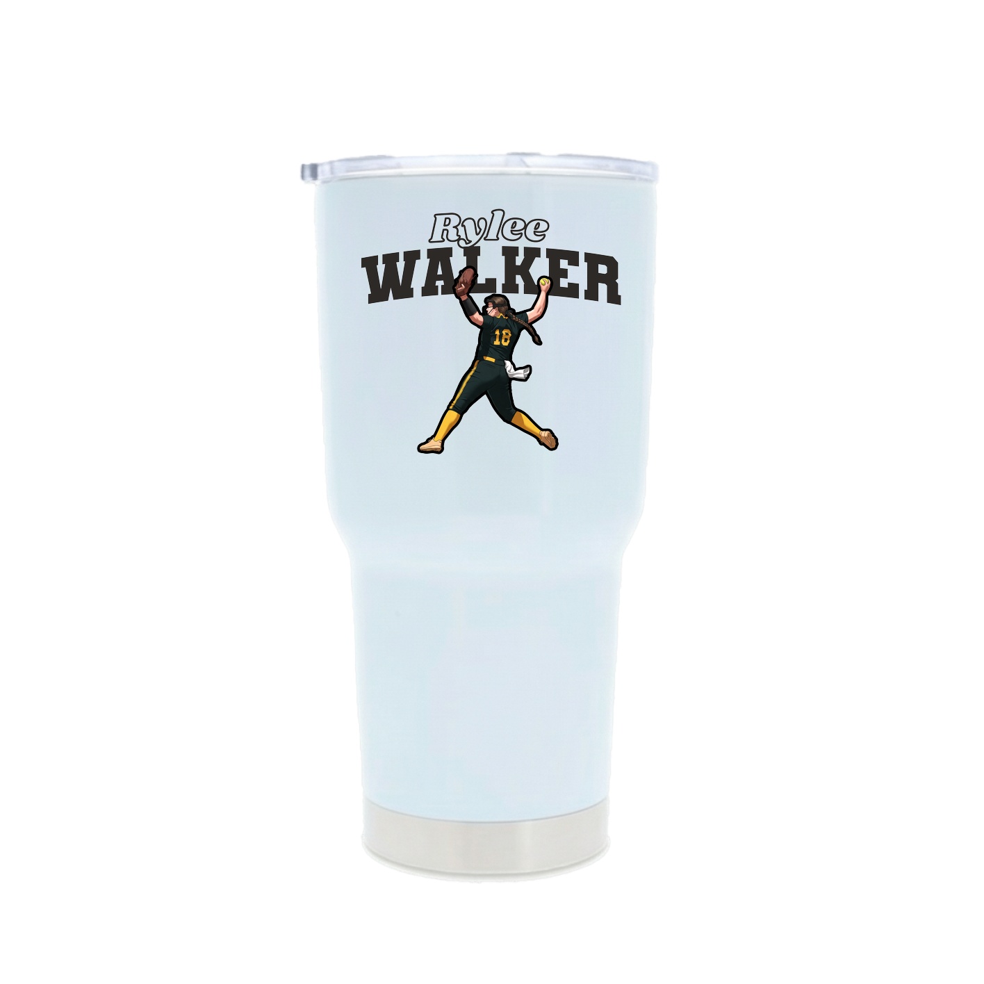 30oz Stainless Steel Tumbler — Name Arch in White