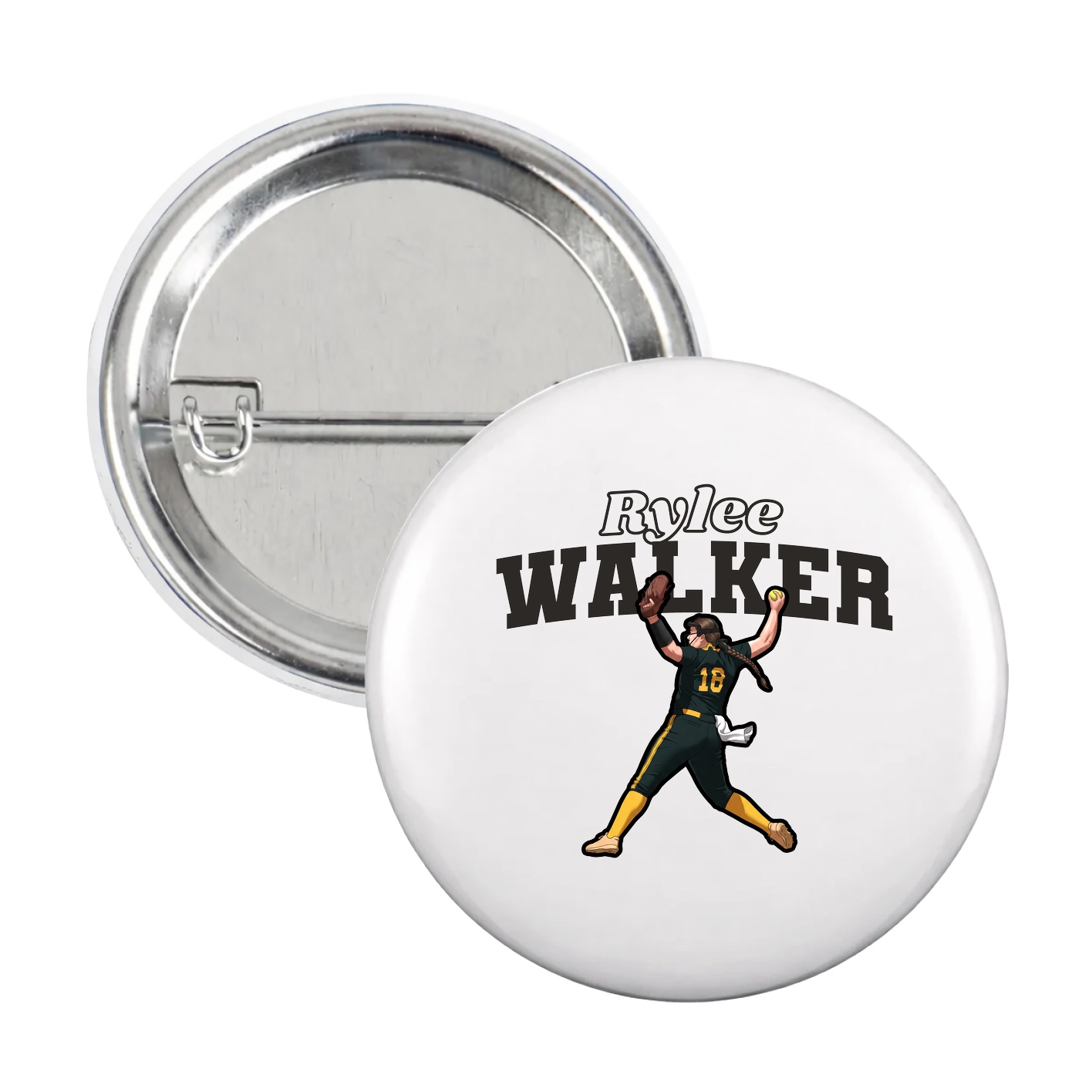 Game Day Button — Name Arch in White