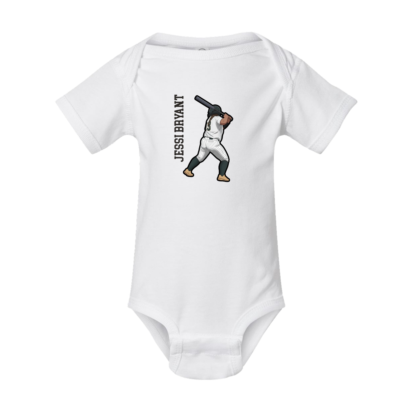 Baby Onesie — Name Vertical in White