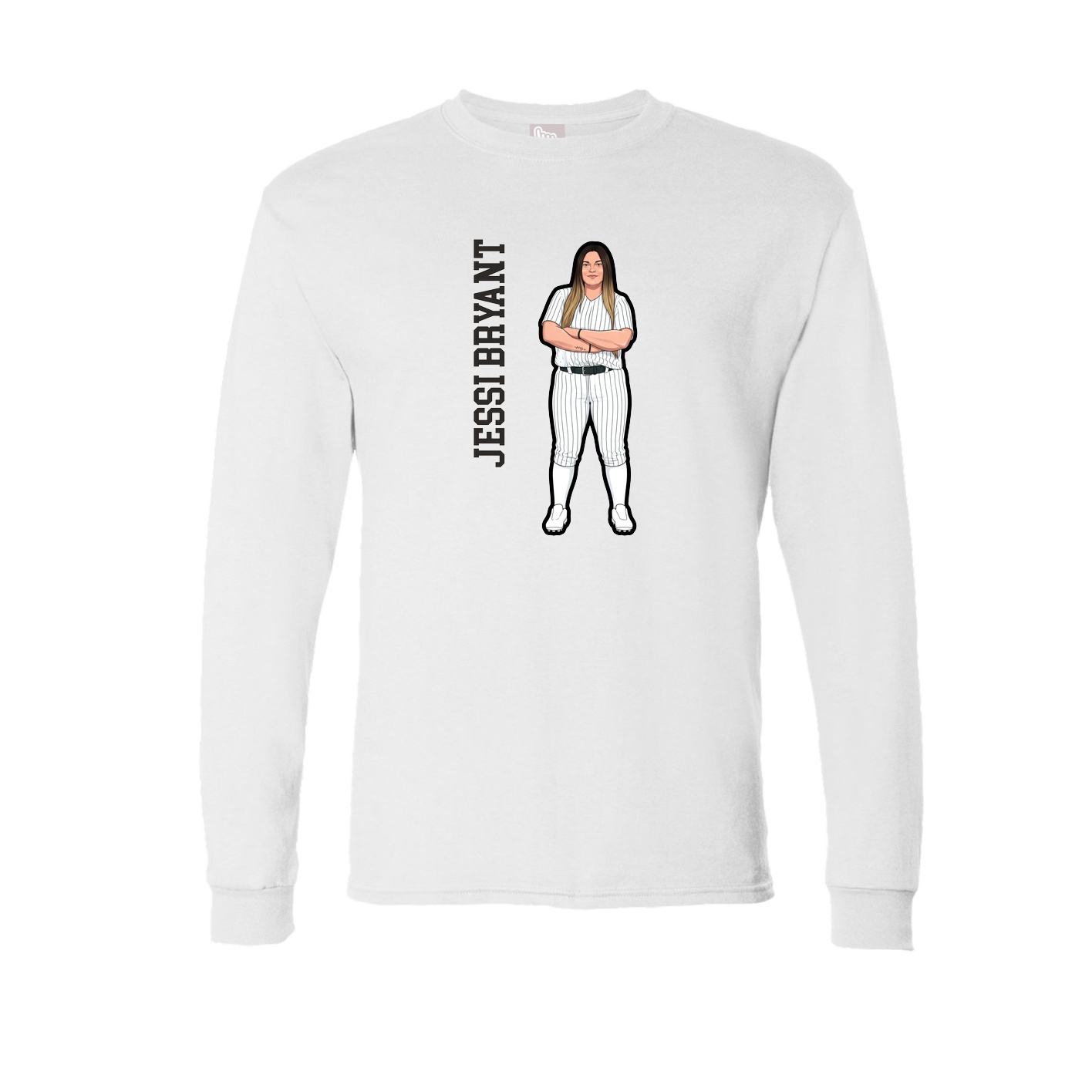 Long Sleeve Tee — Name Vertical in White