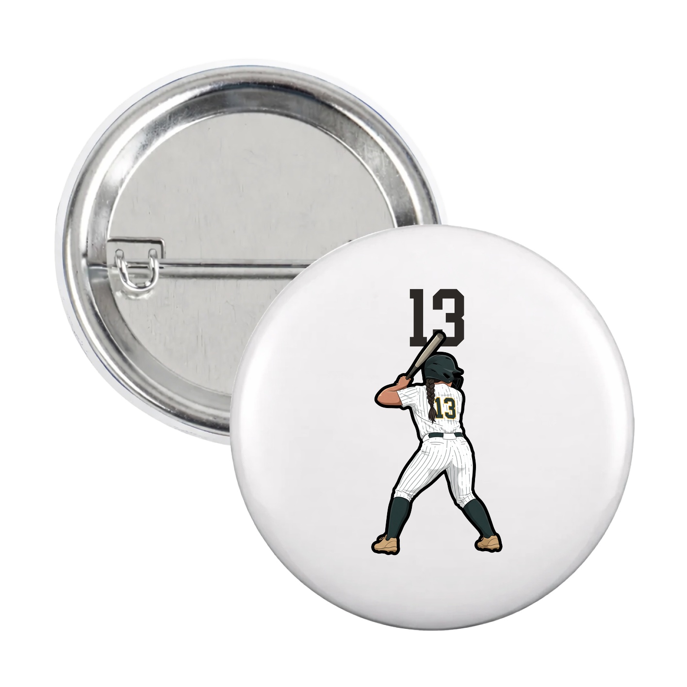 Game Day Button — Number Top in White