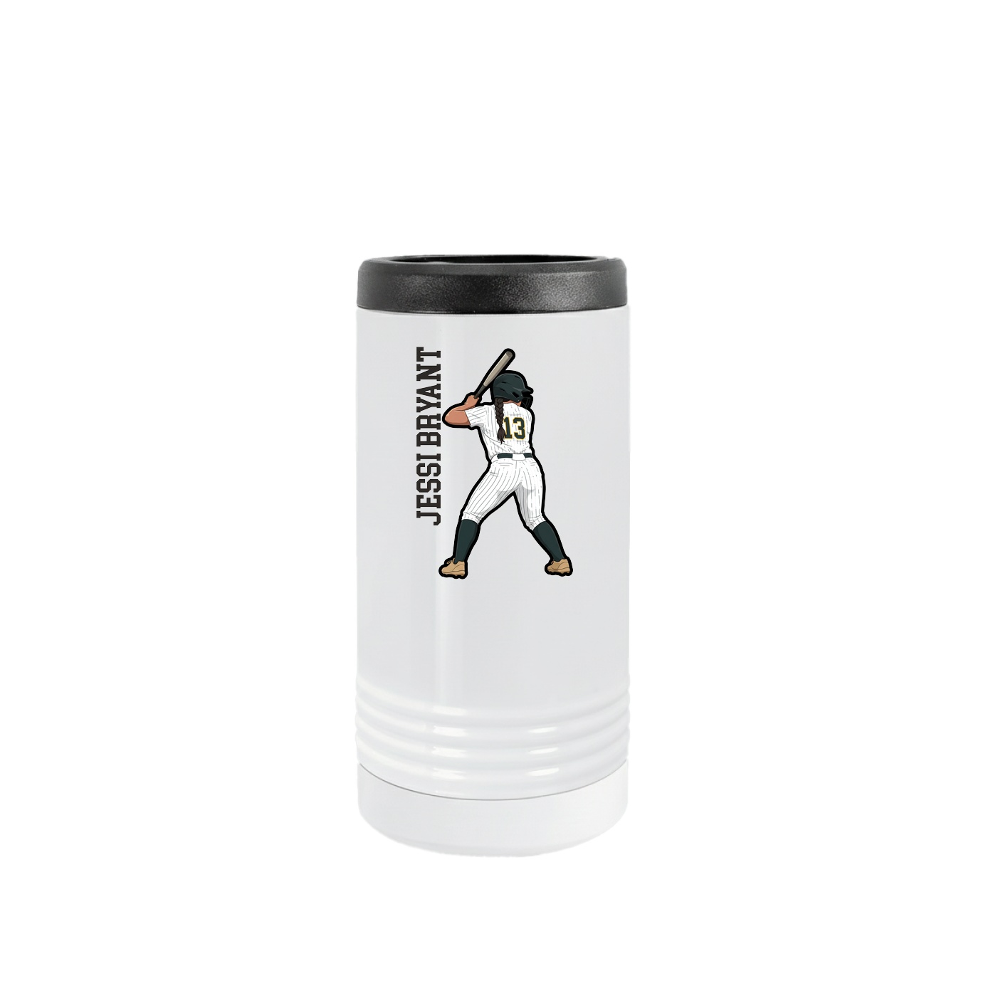 Slim Beverage Holder — Name Vertical in White