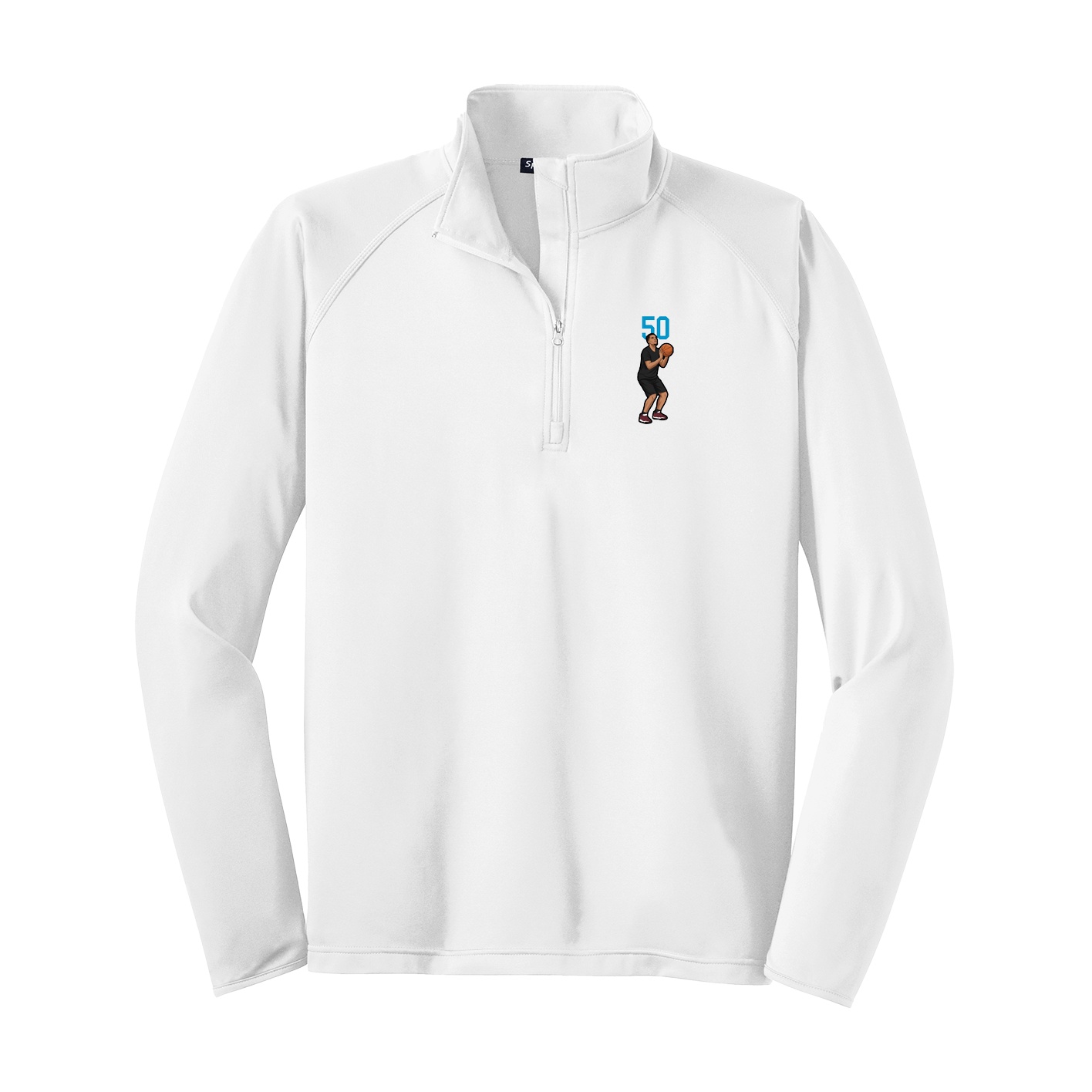 Q-Zip Pullover — Number Top in White