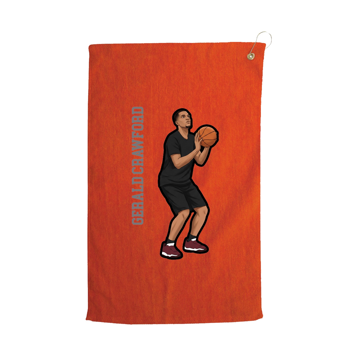 Golf Towel — Name Vertical in Orange