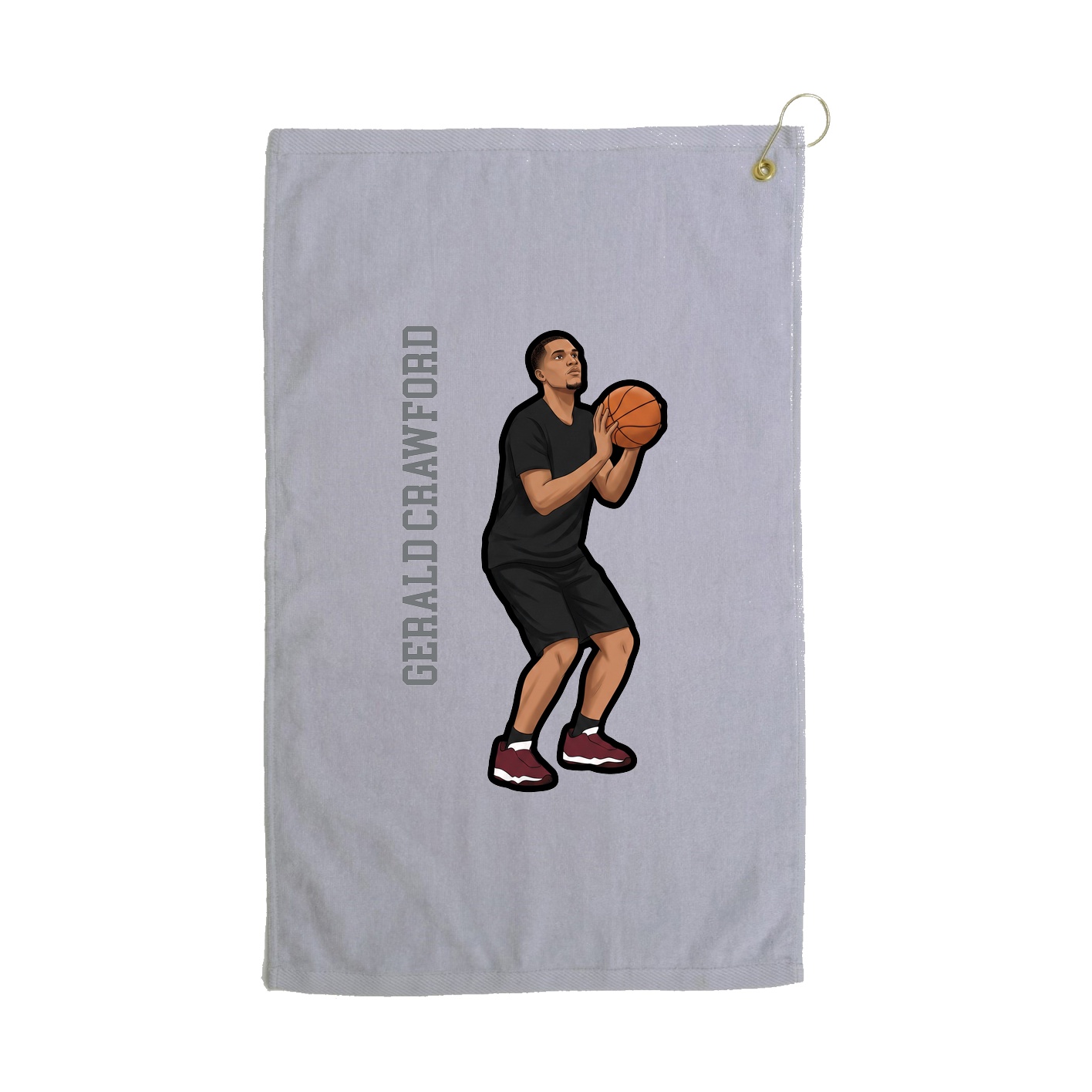 Golf Towel — Name Vertical in Grey
