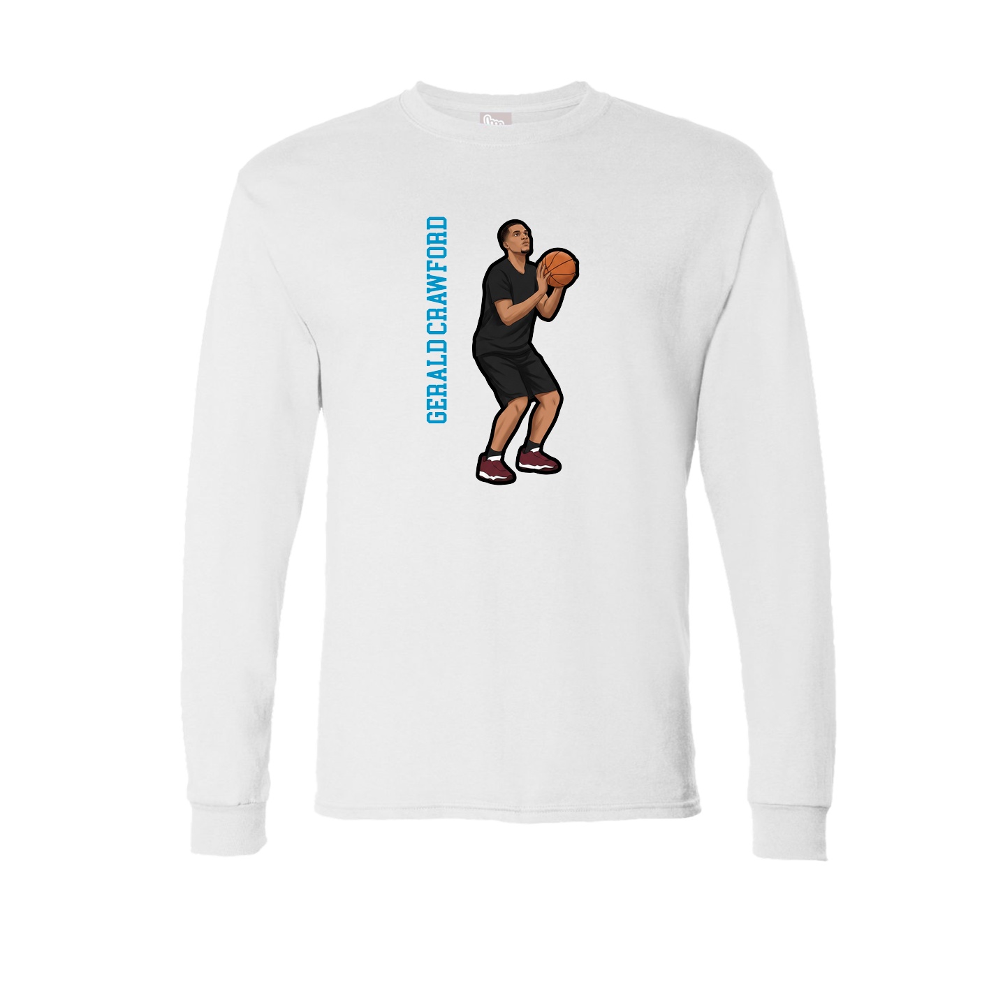 Long Sleeve Tee — Name Vertical in White