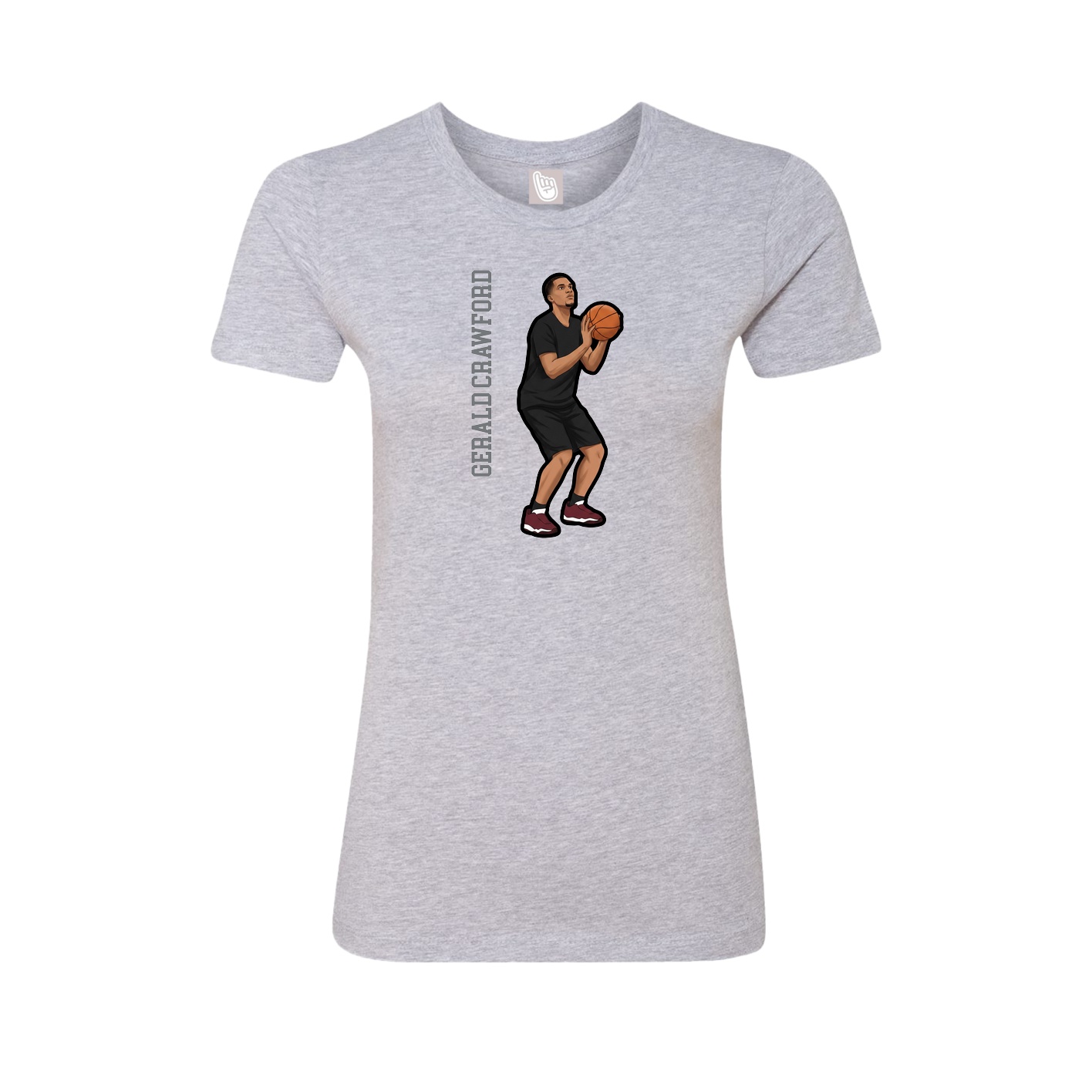 Fitted Women's Tee — Name Vertical in Grey