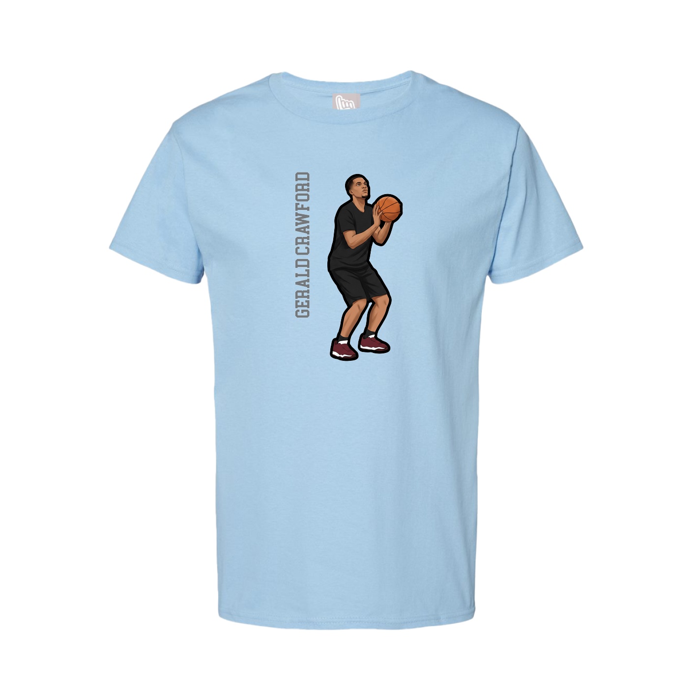 Youth Tee — Name Vertical in Light Blue