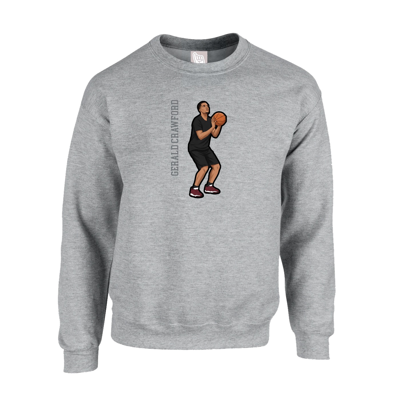 Fleece Crew — Name Vertical in Grey
