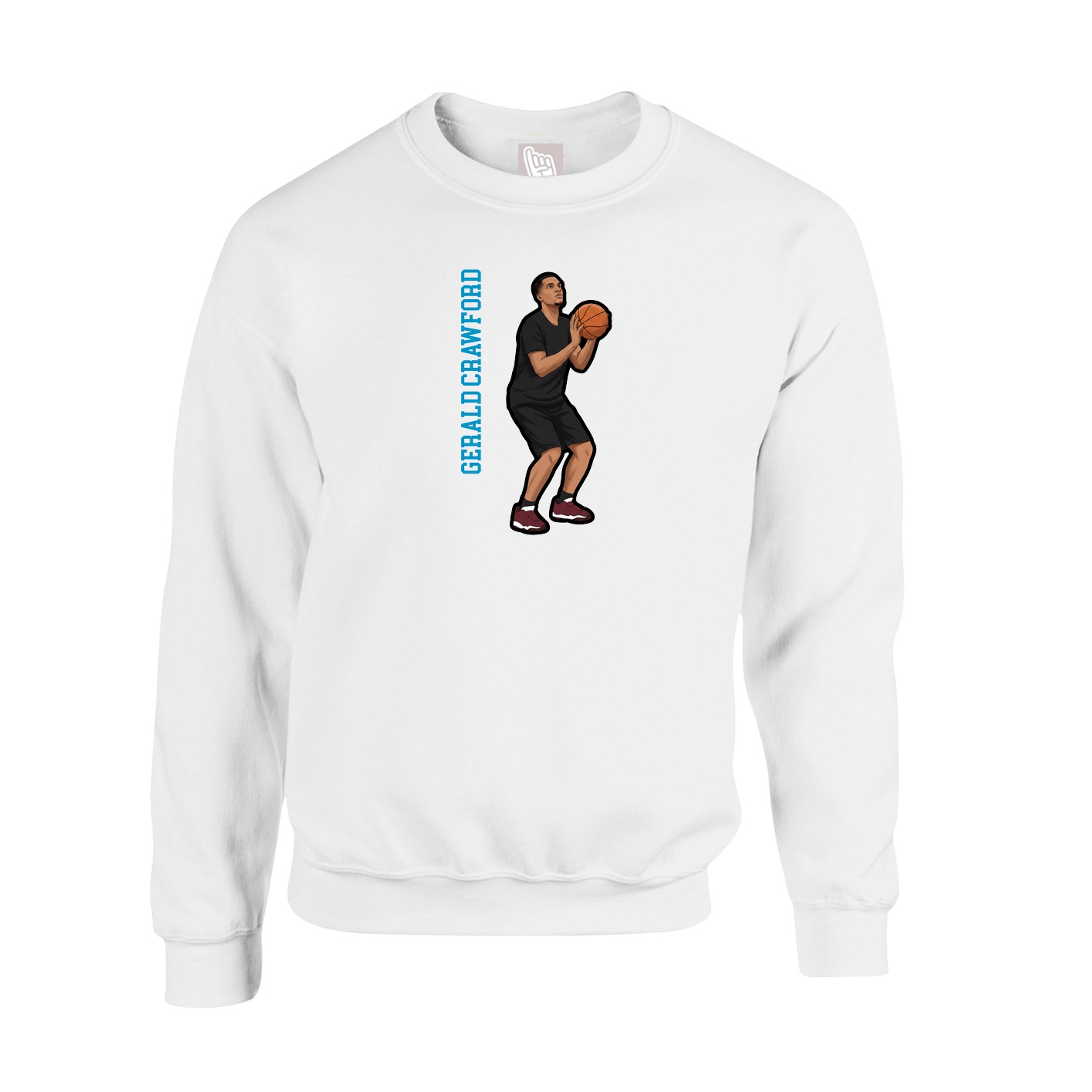 Fleece Crew — Name Vertical in White