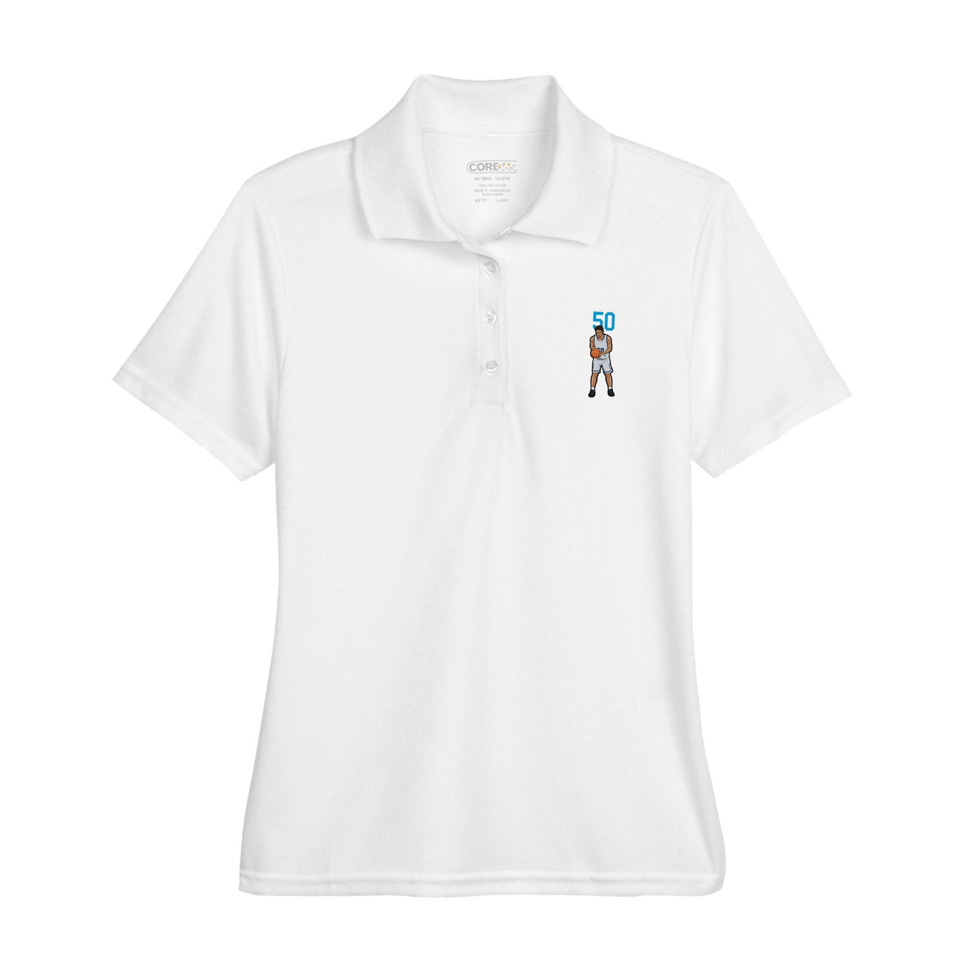 Womens Performance Polo — Number Top in White