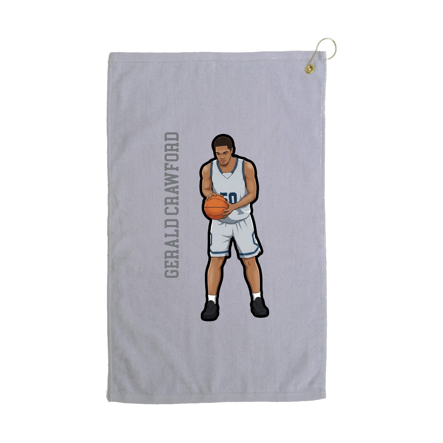 Golf Towel — Name Vertical in Grey