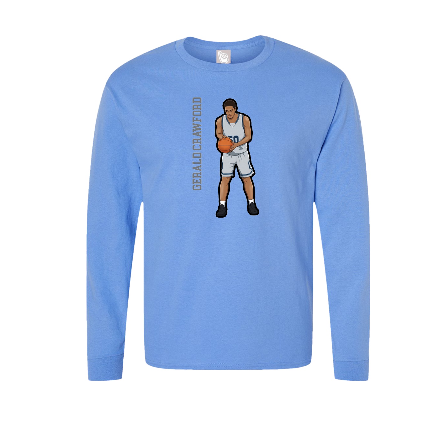 Long Sleeve Tee — Name Vertical in Powder Blue