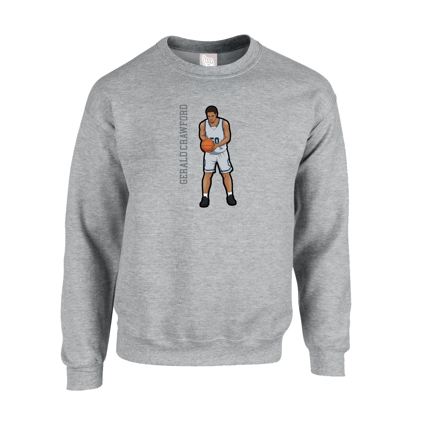 Fleece Crew — Name Vertical in Grey