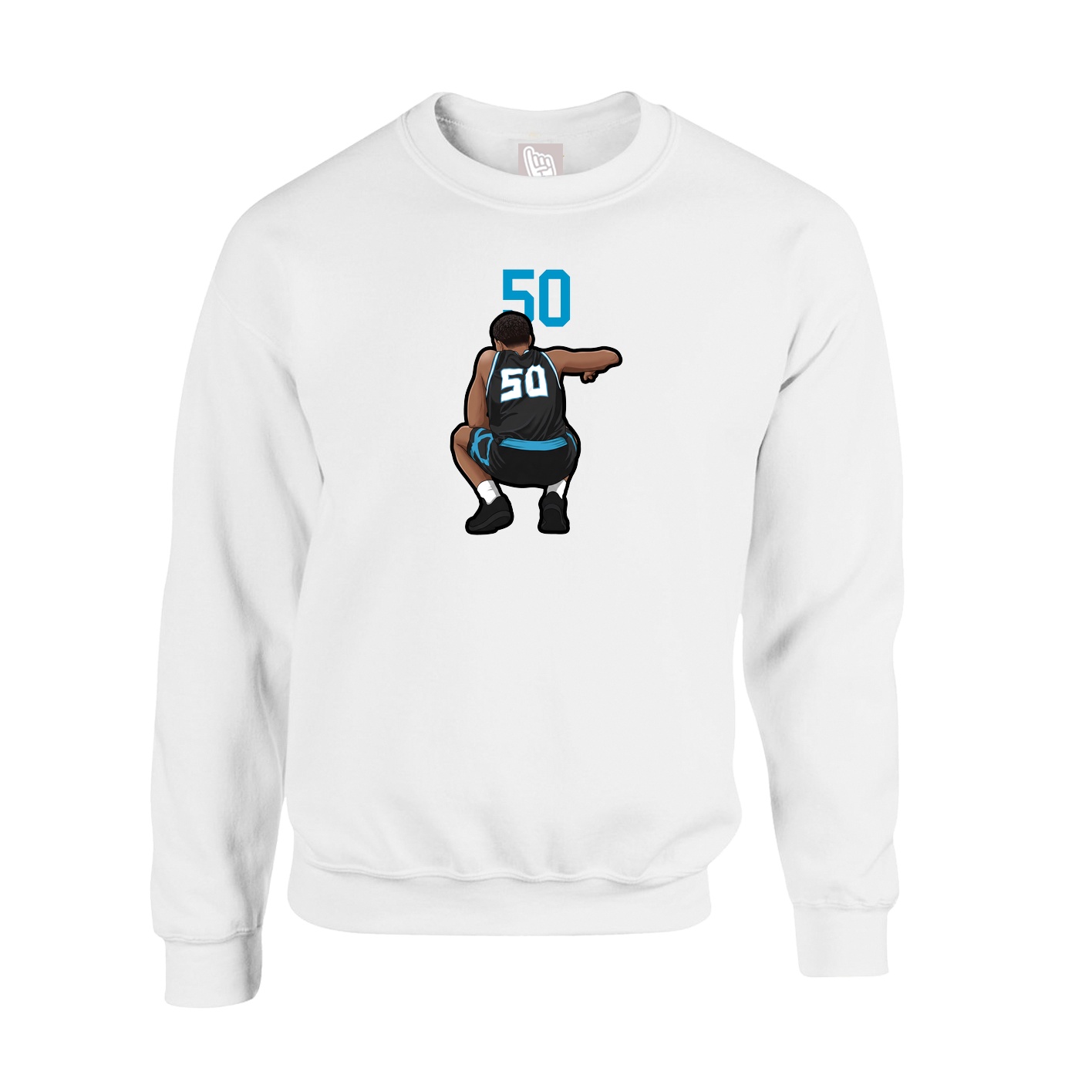 Fleece Crew — Number Top in White