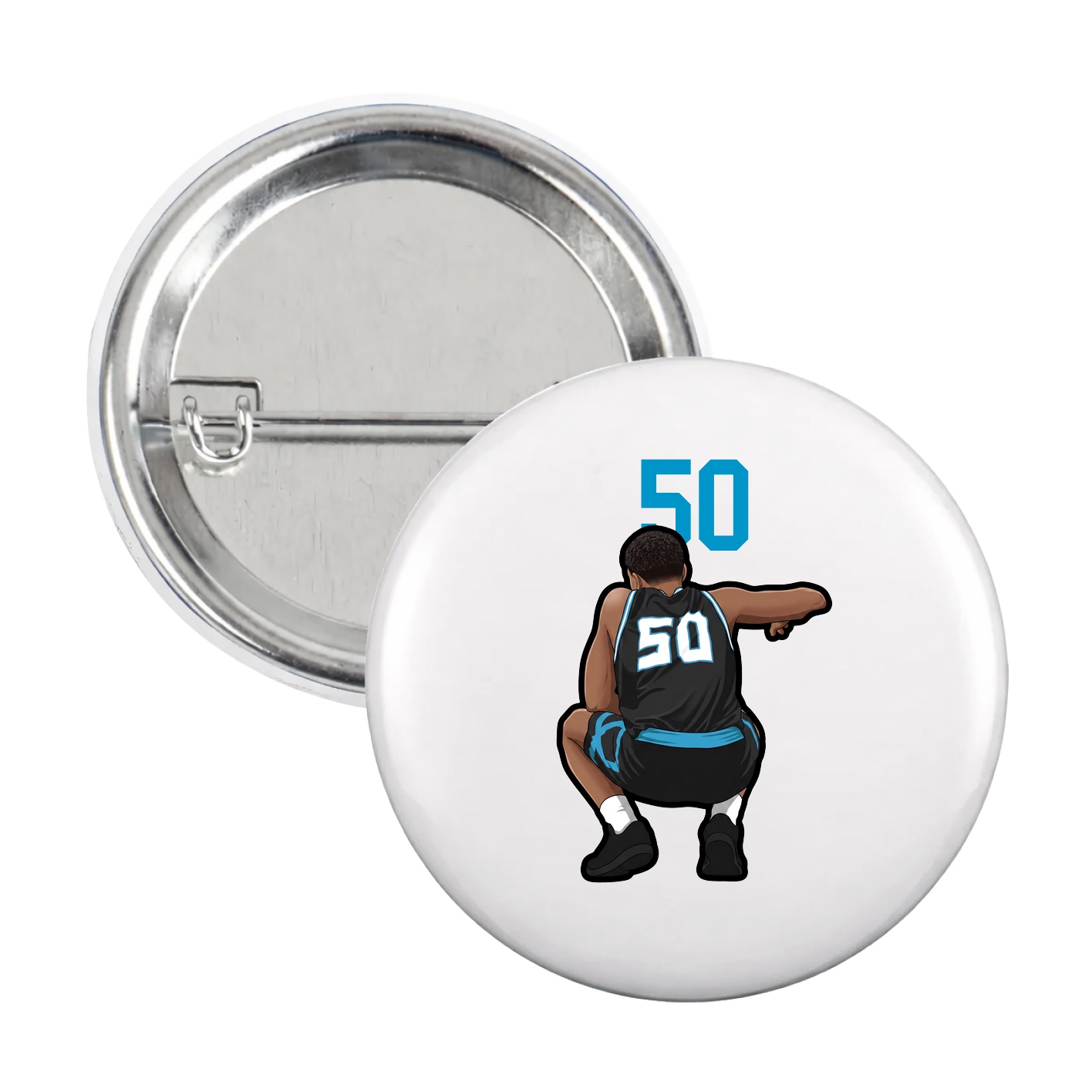 Game Day Button — Number Top in White