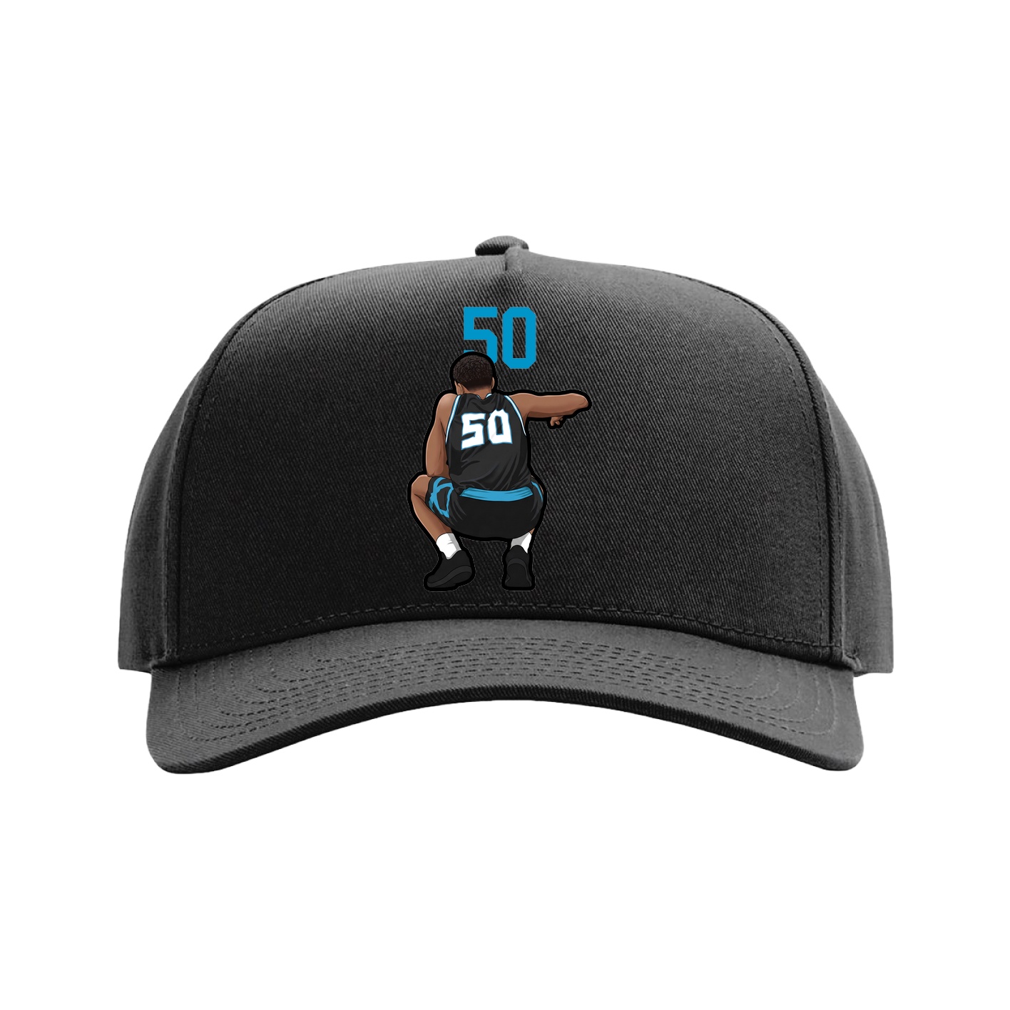 Full Fabric Five-Panel Champ Cap — Number Top in Black