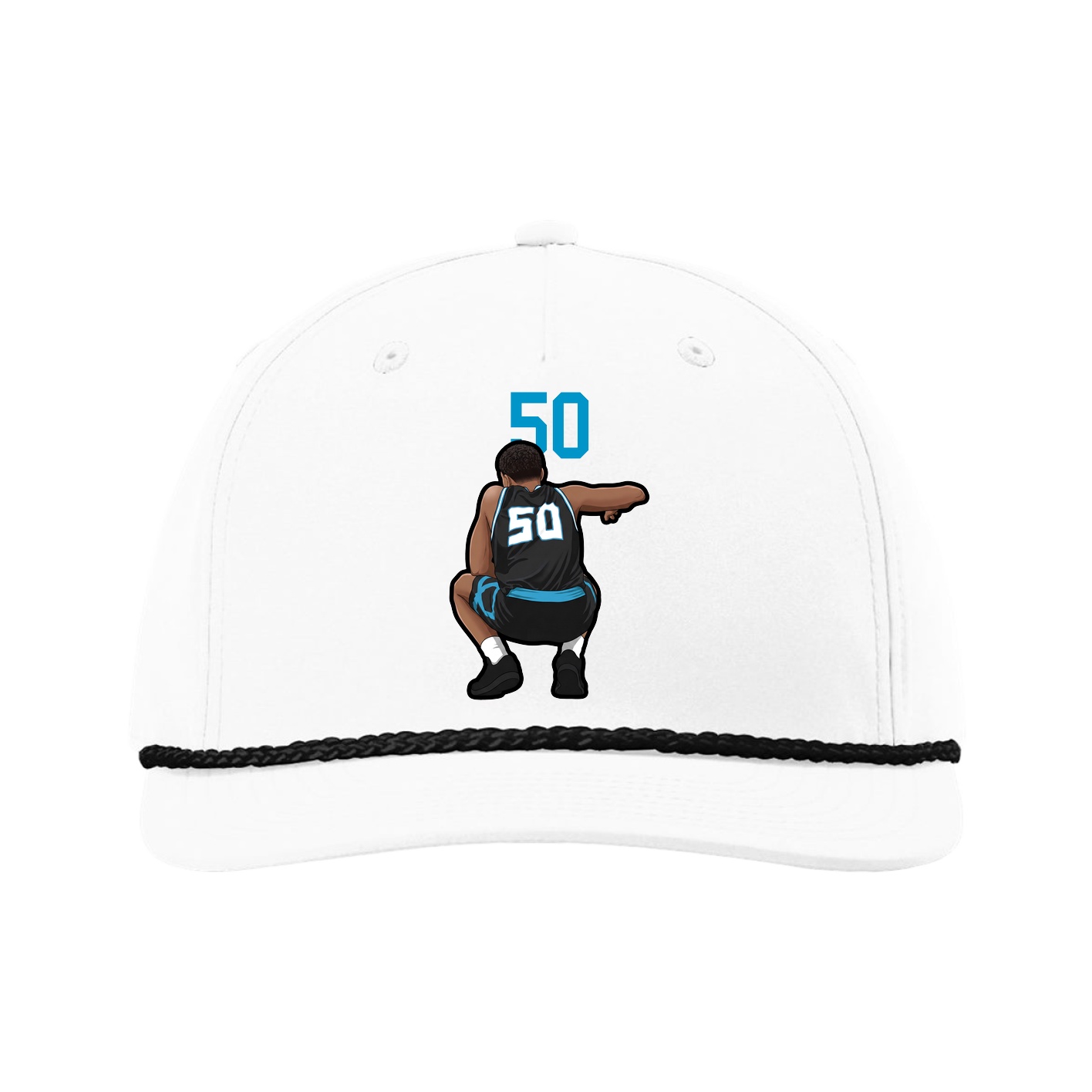 Five-Panel Classic Rope Cap — Number Top in White