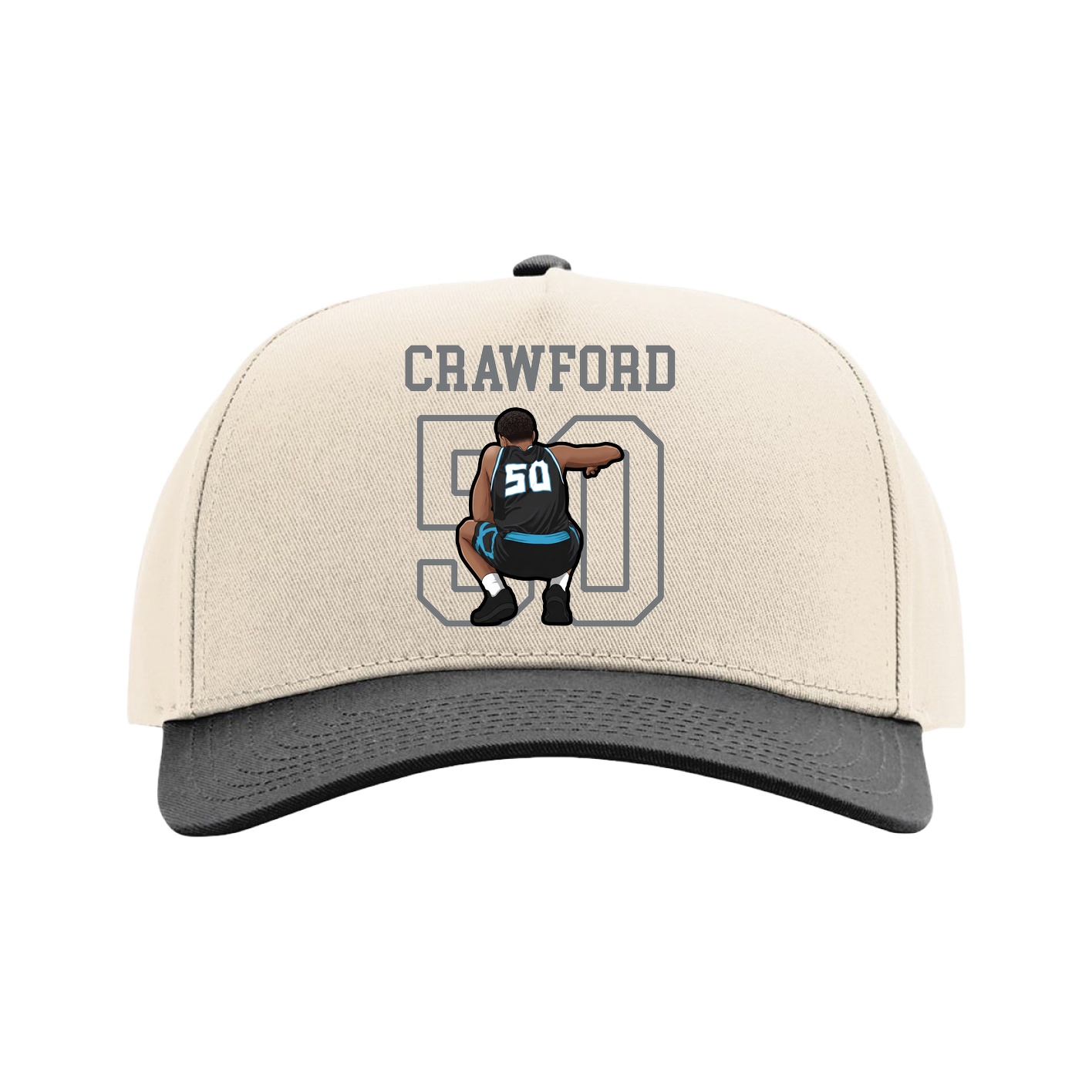 Full Fabric Five-Panel Champ Cap — Shirsey in Cream/Black