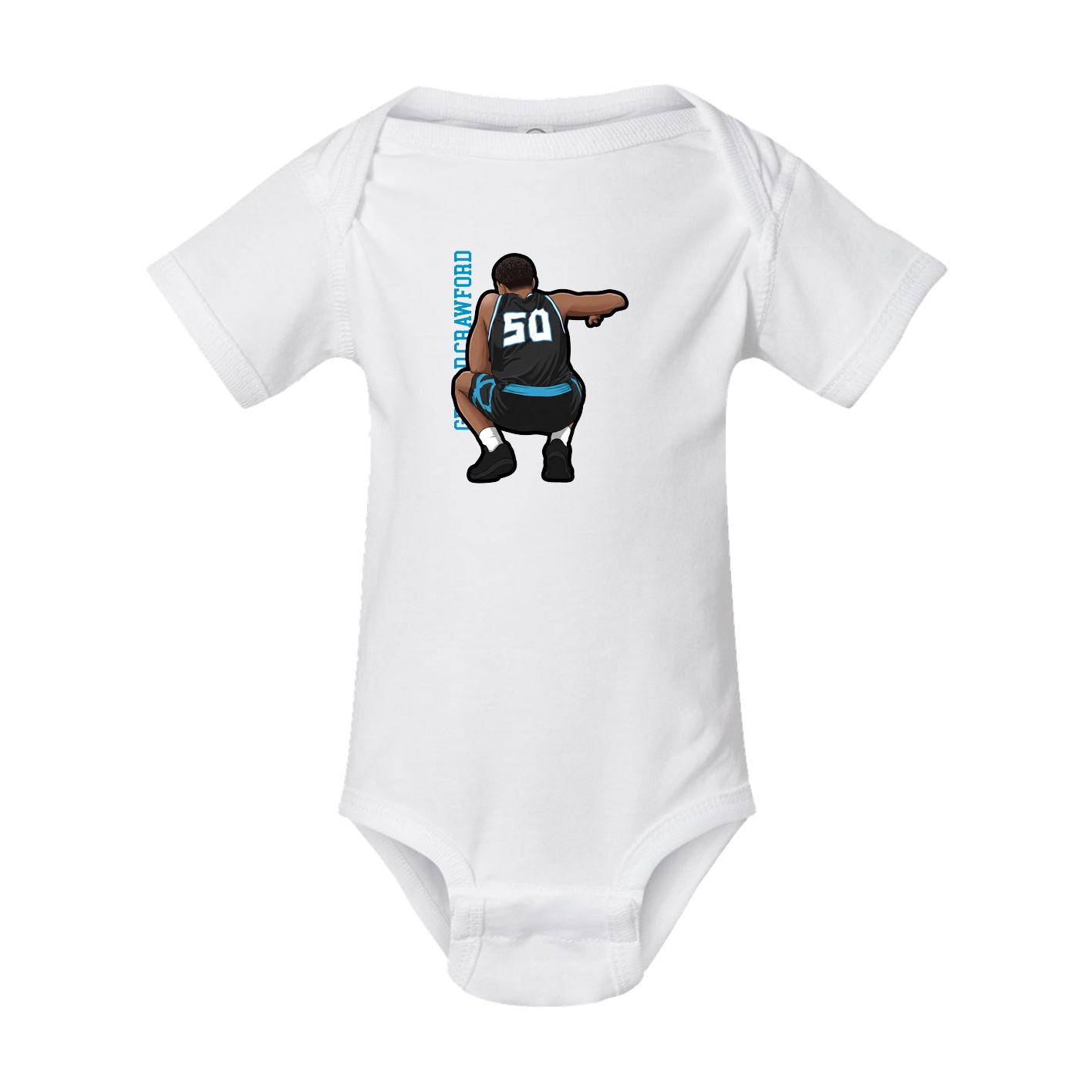 Baby Onesie — Name Vertical in White