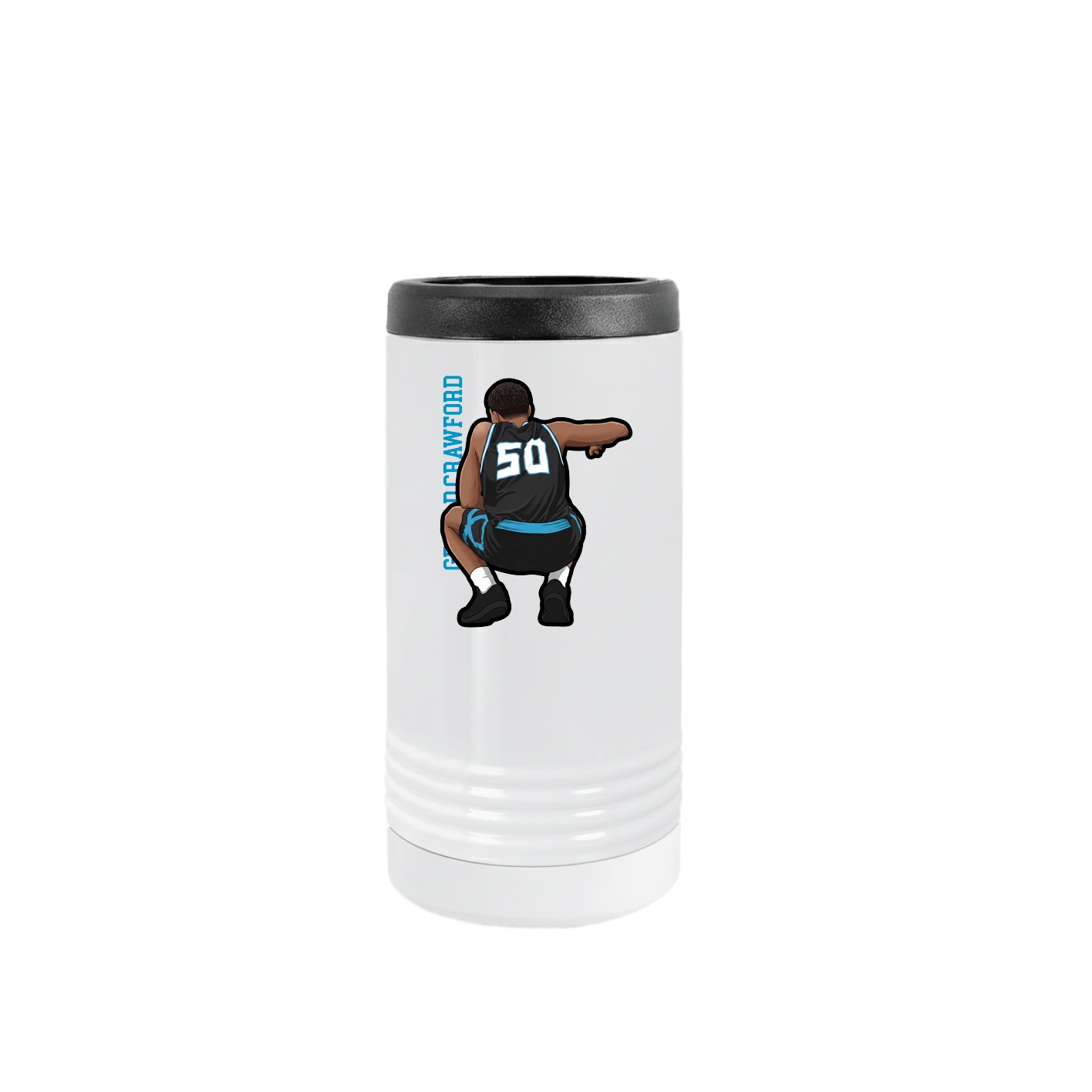 Slim Beverage Holder — Name Vertical in White