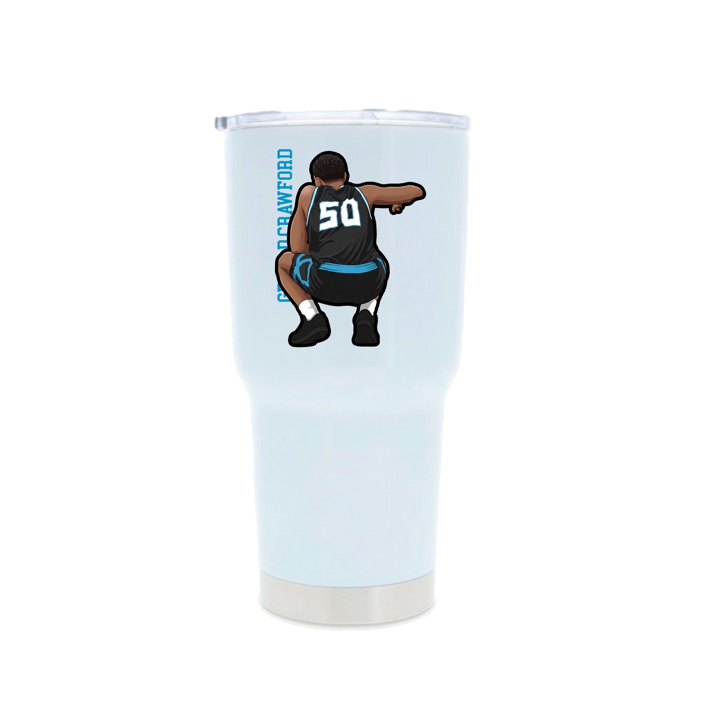 30oz Stainless Steel Tumbler — Name Vertical in White