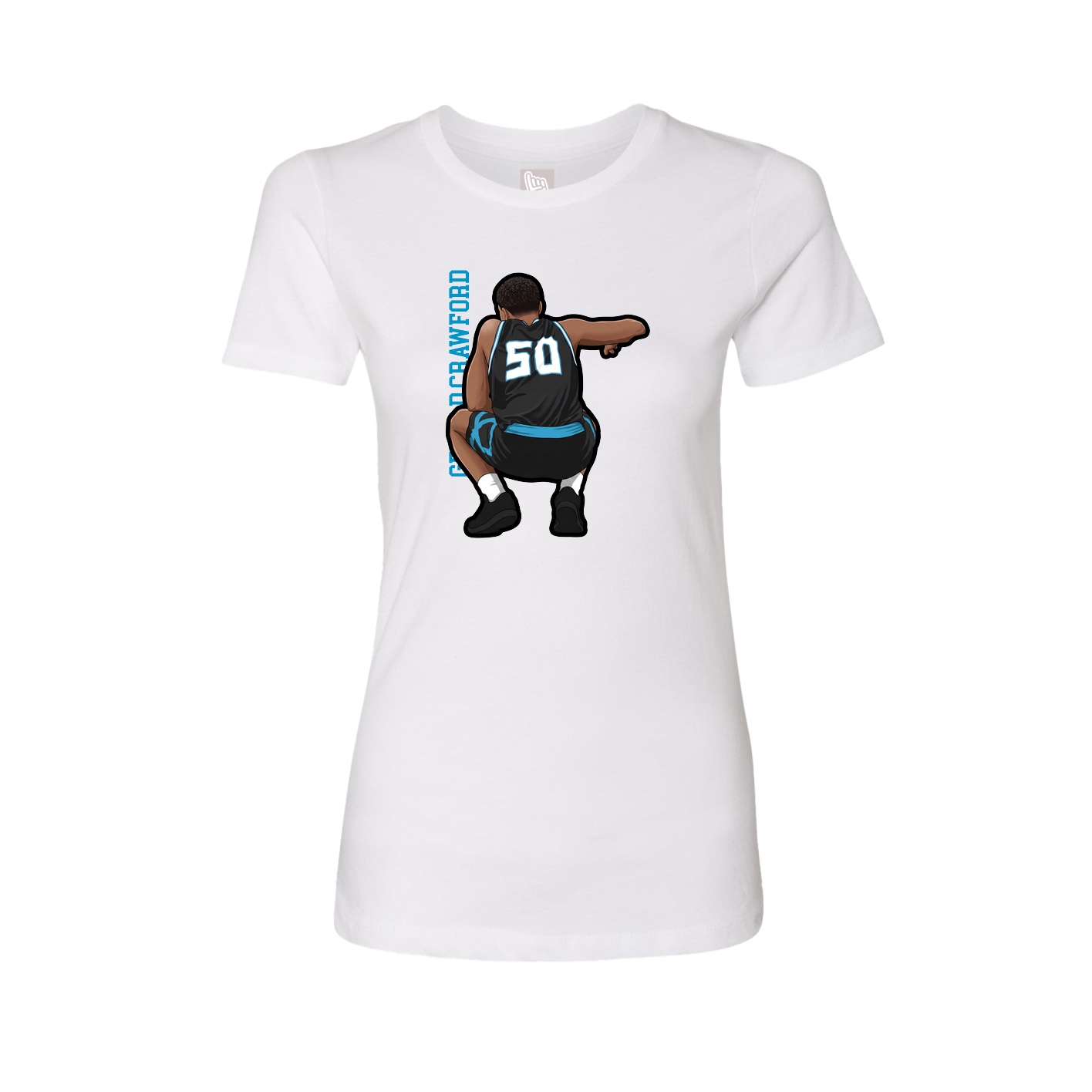 Womens Tee — Name Vertical in White