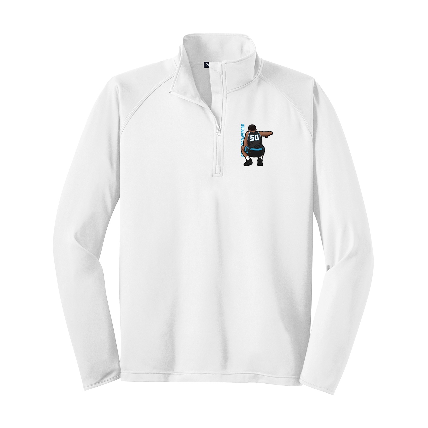 Q-Zip Pullover — Name Vertical in White
