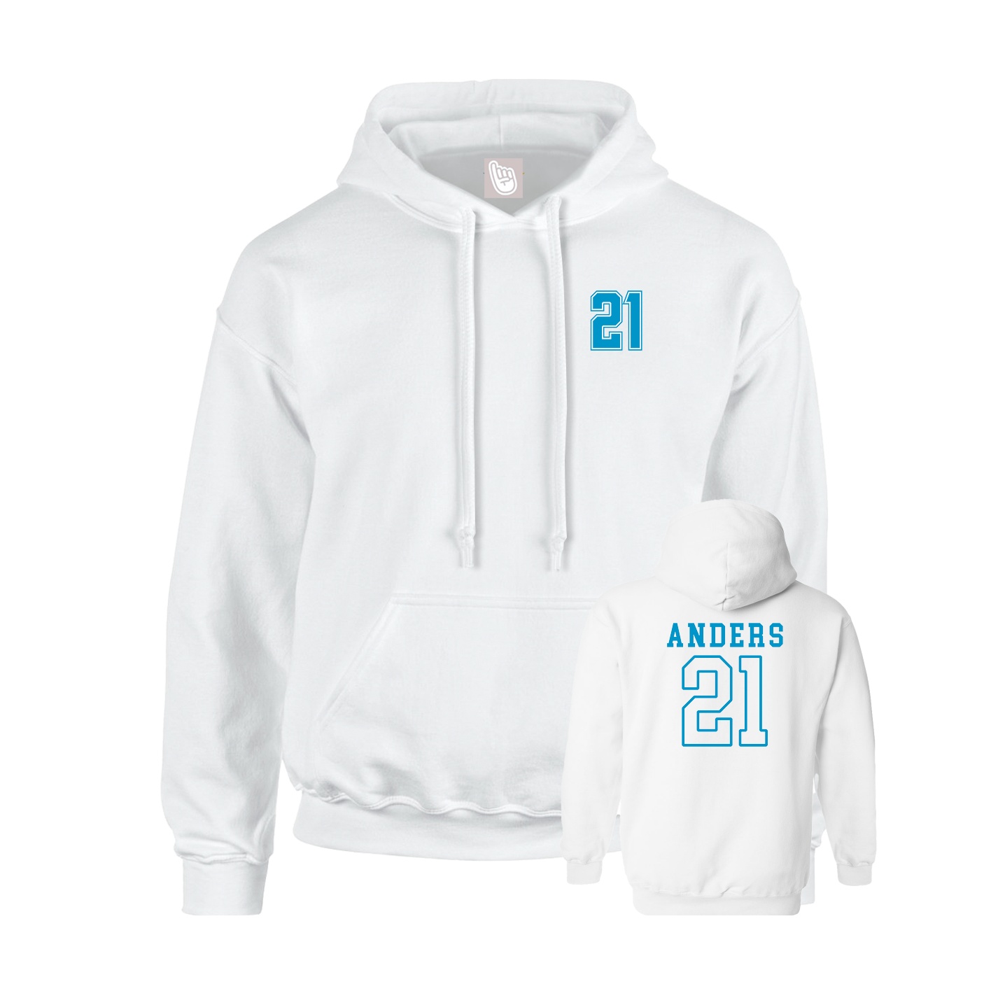 Youth Hoodie — Chest Back in White