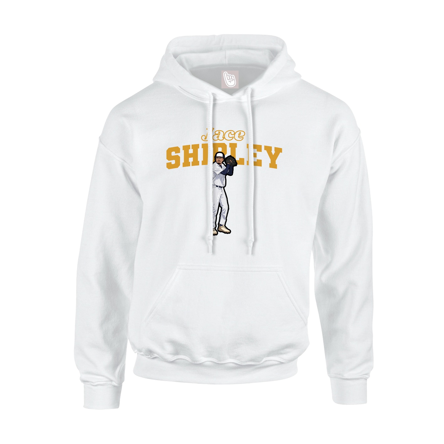 Youth Hoodie — Name Arch in White