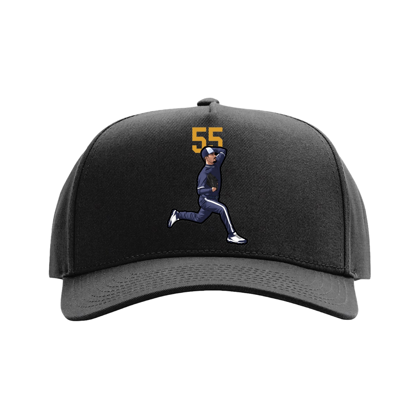 Full Fabric Five-Panel Champ Cap — Number Top in Black