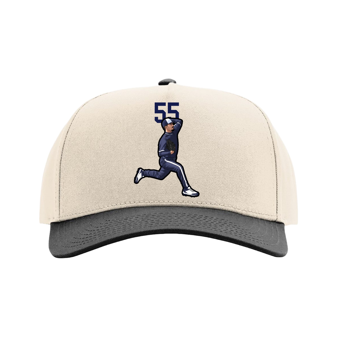 Full Fabric Five-Panel Champ Cap — Number Top in Cream/Black