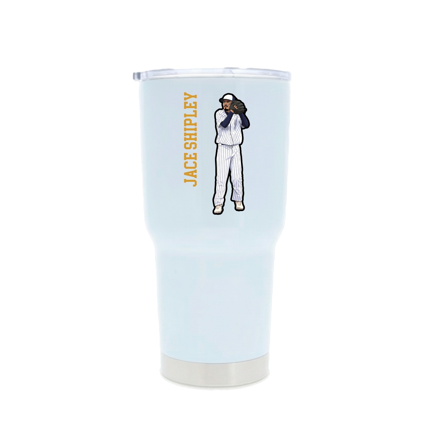 30oz Stainless Steel Tumbler — Name Vertical in White