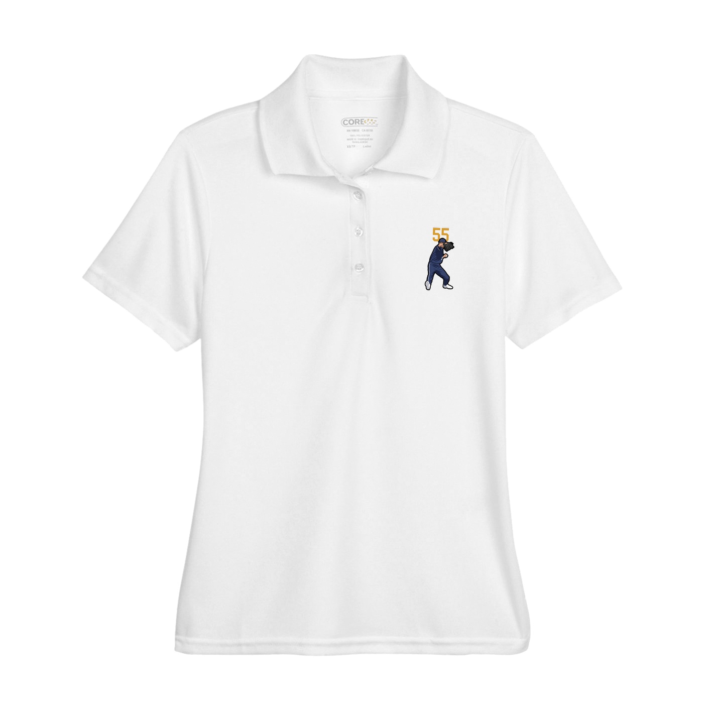 Womens Performance Polo — Number Top in White