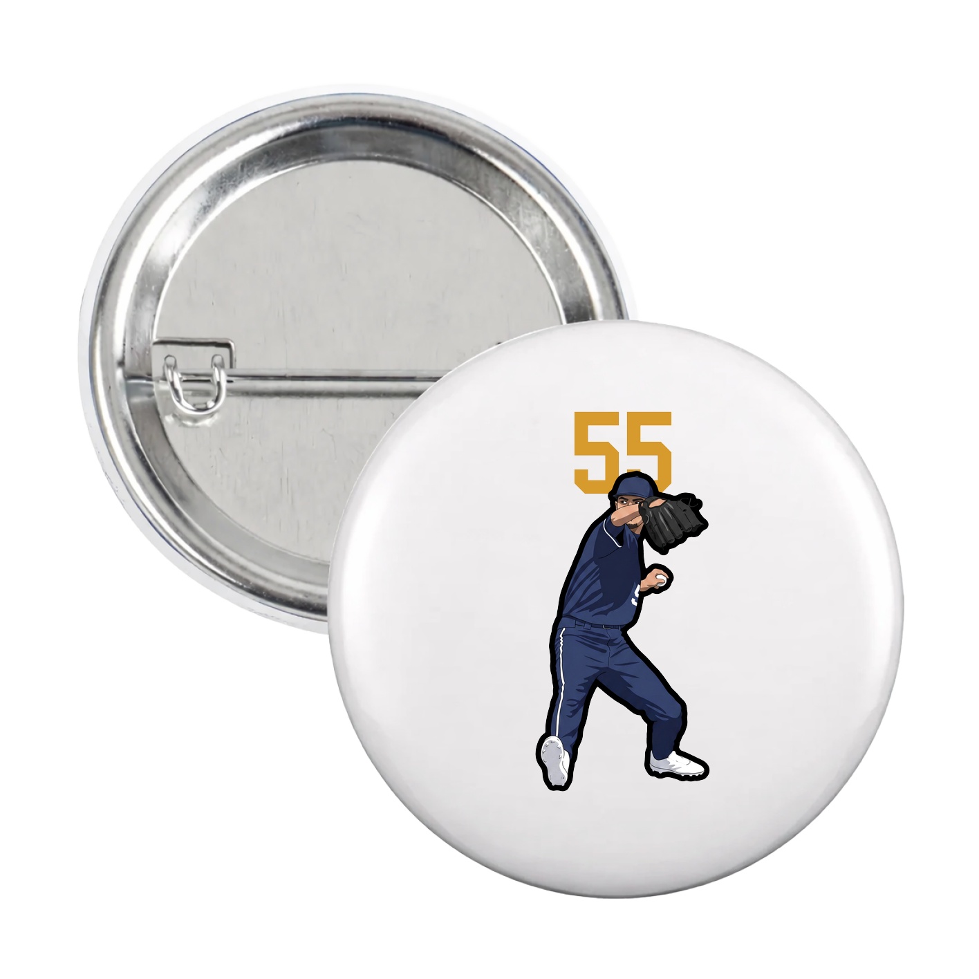 Game Day Button — Number Top in White